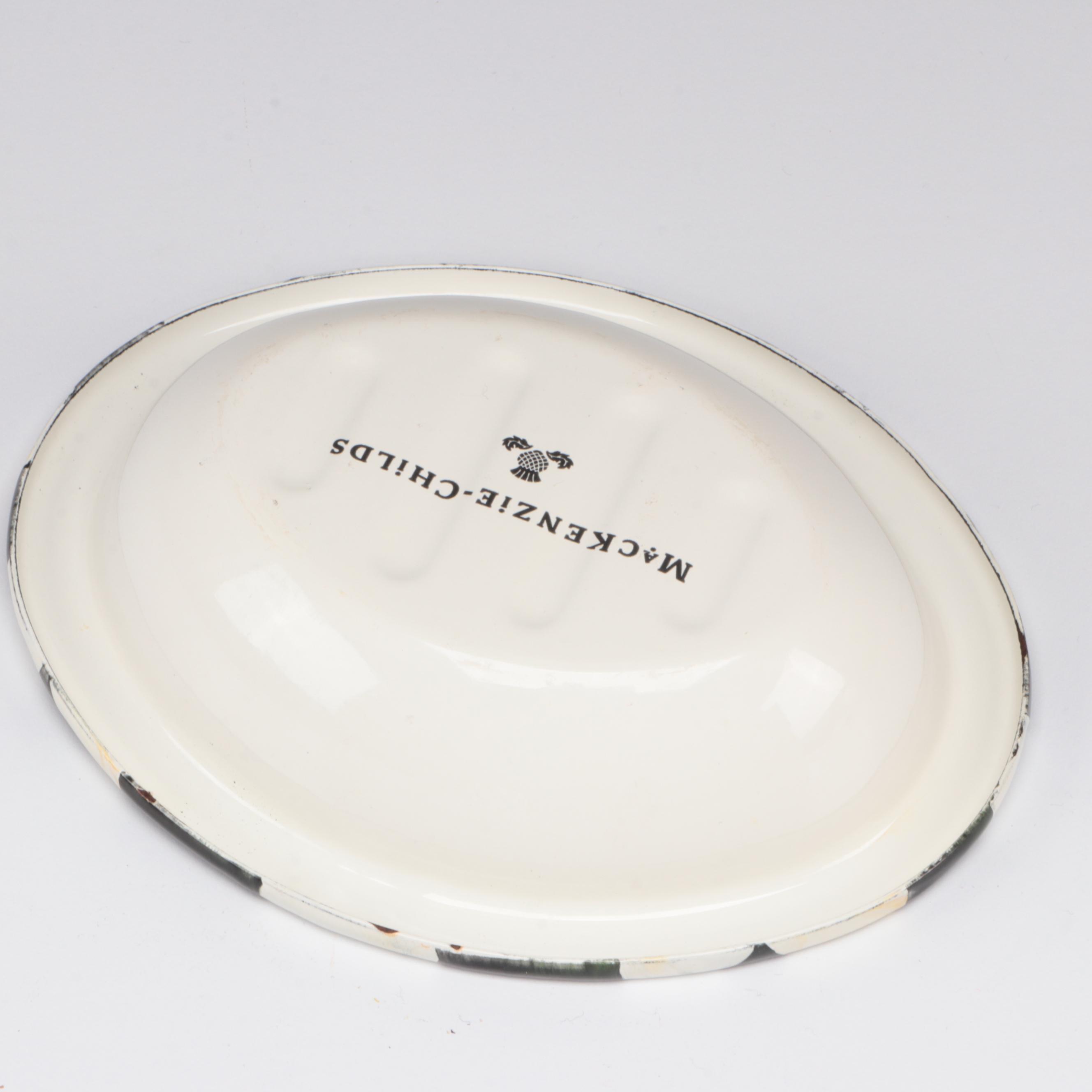 MacKenzie-Childs "Courtly Check" Enamelware Pet Food Bowl and Soap Dish