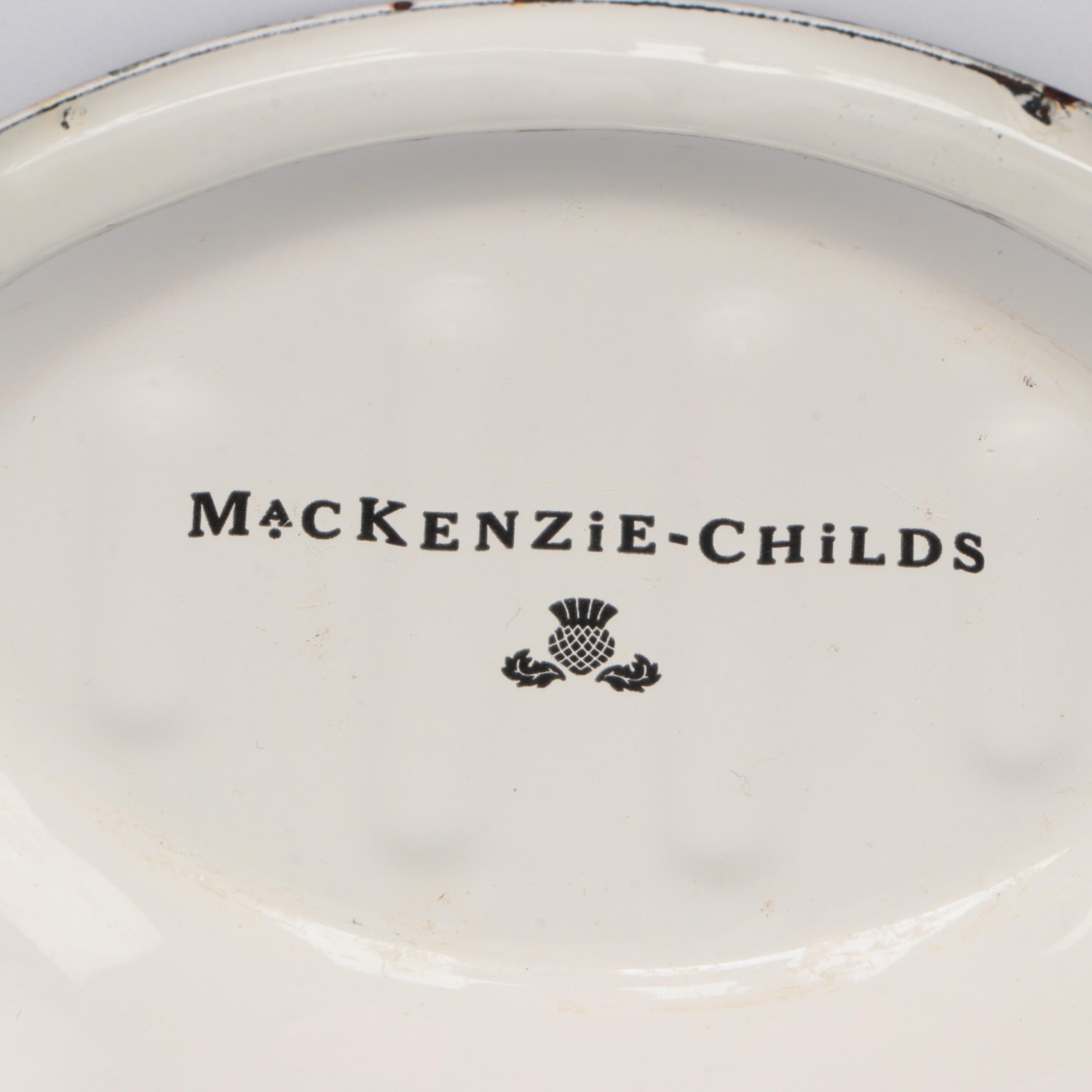 MacKenzie-Childs "Courtly Check" Enamelware Pet Food Bowl and Soap Dish