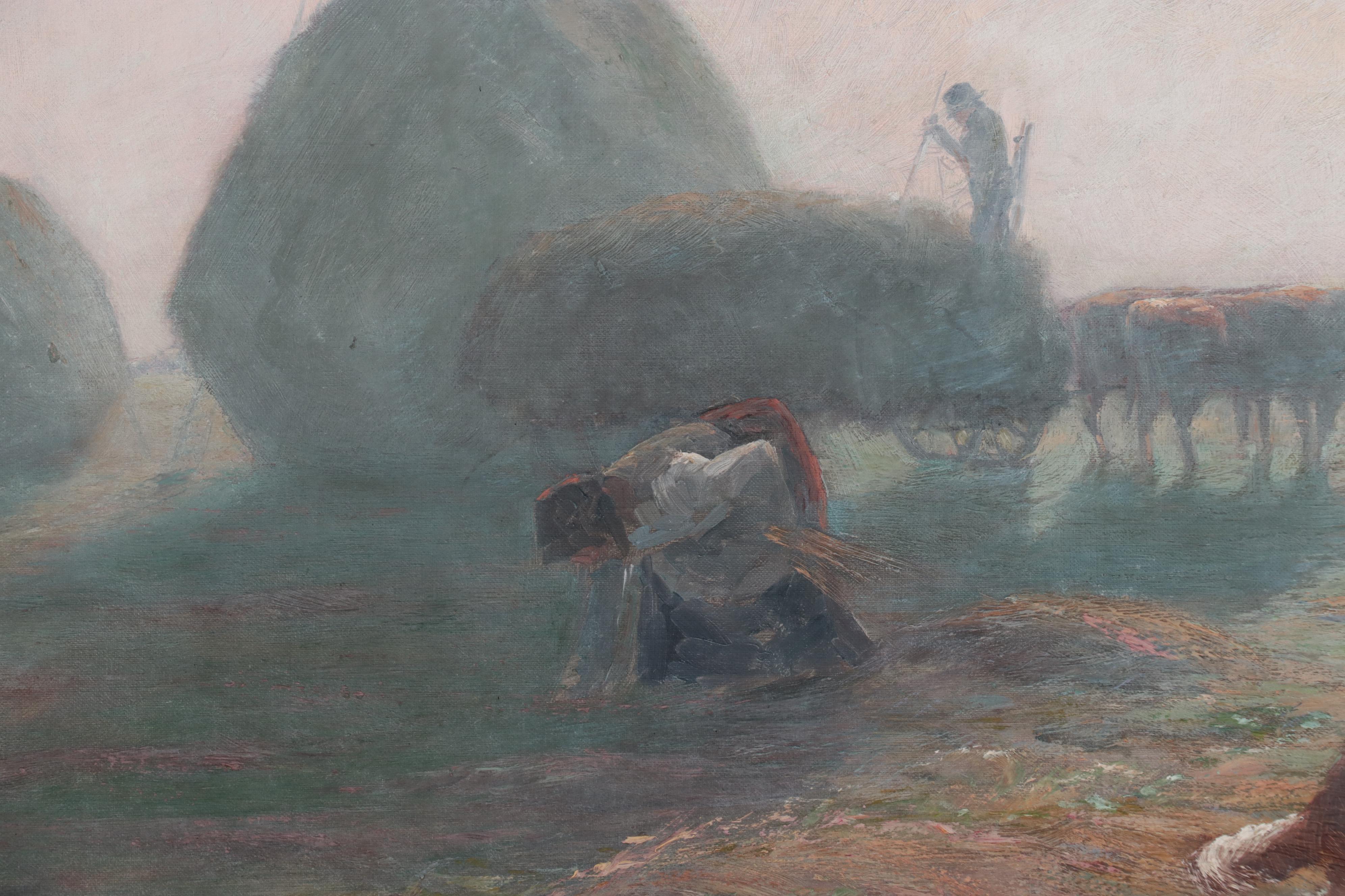 Thomas Corwin Lindsay Large-Scale Pastoral Scene Oil Painting, Circa 1900