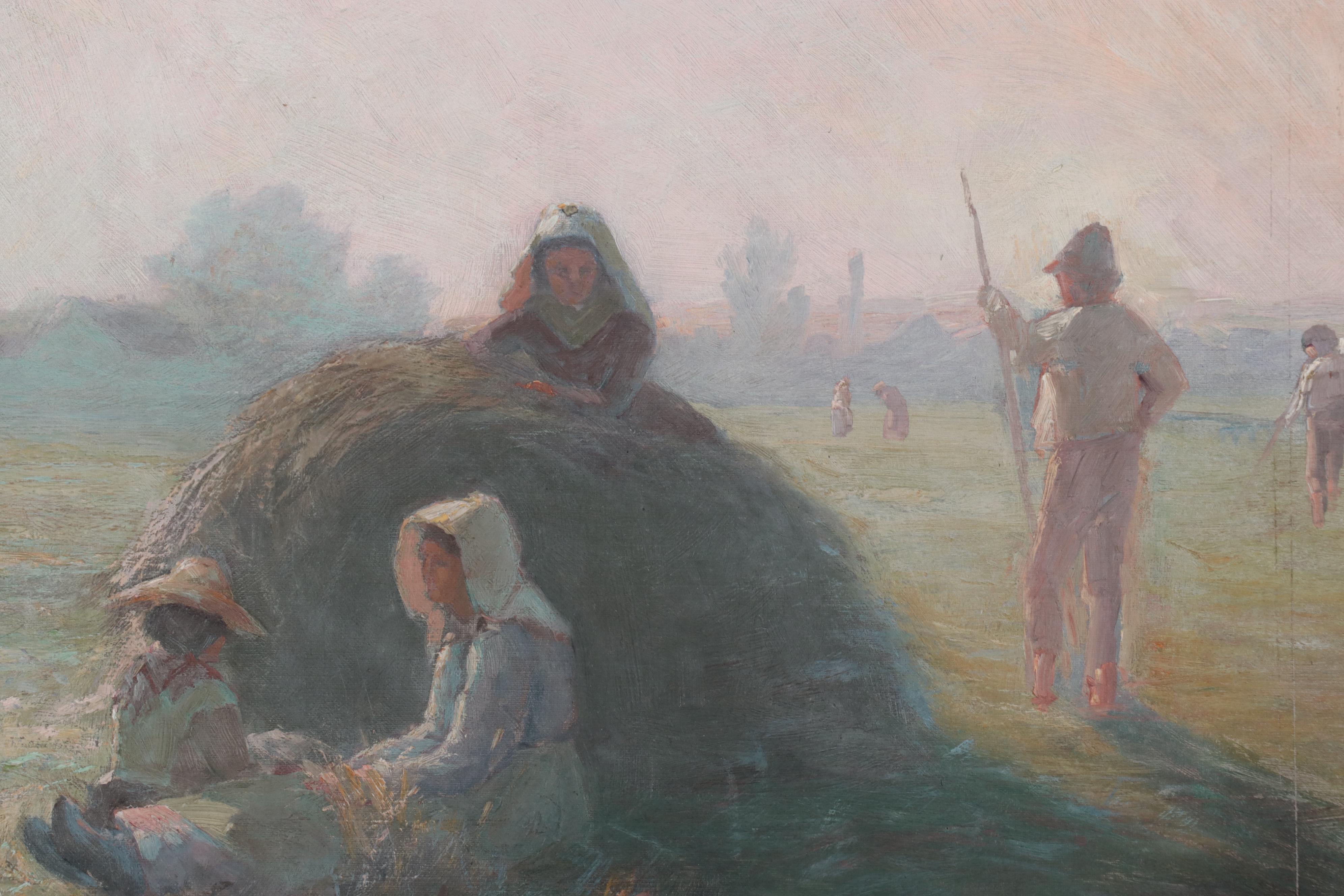 Thomas Corwin Lindsay Large-Scale Pastoral Scene Oil Painting, Circa 1900