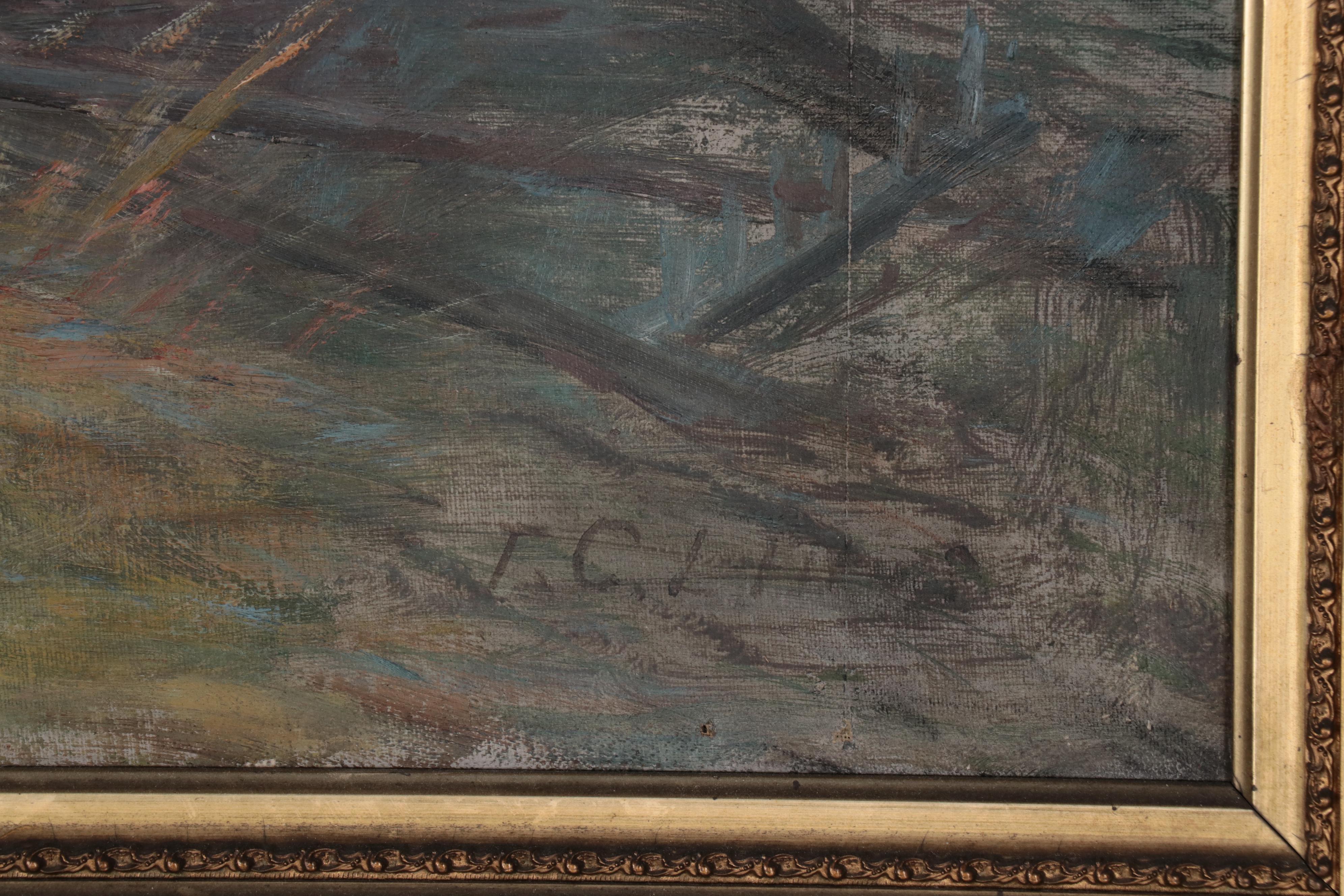 Thomas Corwin Lindsay Large-Scale Pastoral Scene Oil Painting, Circa 1900