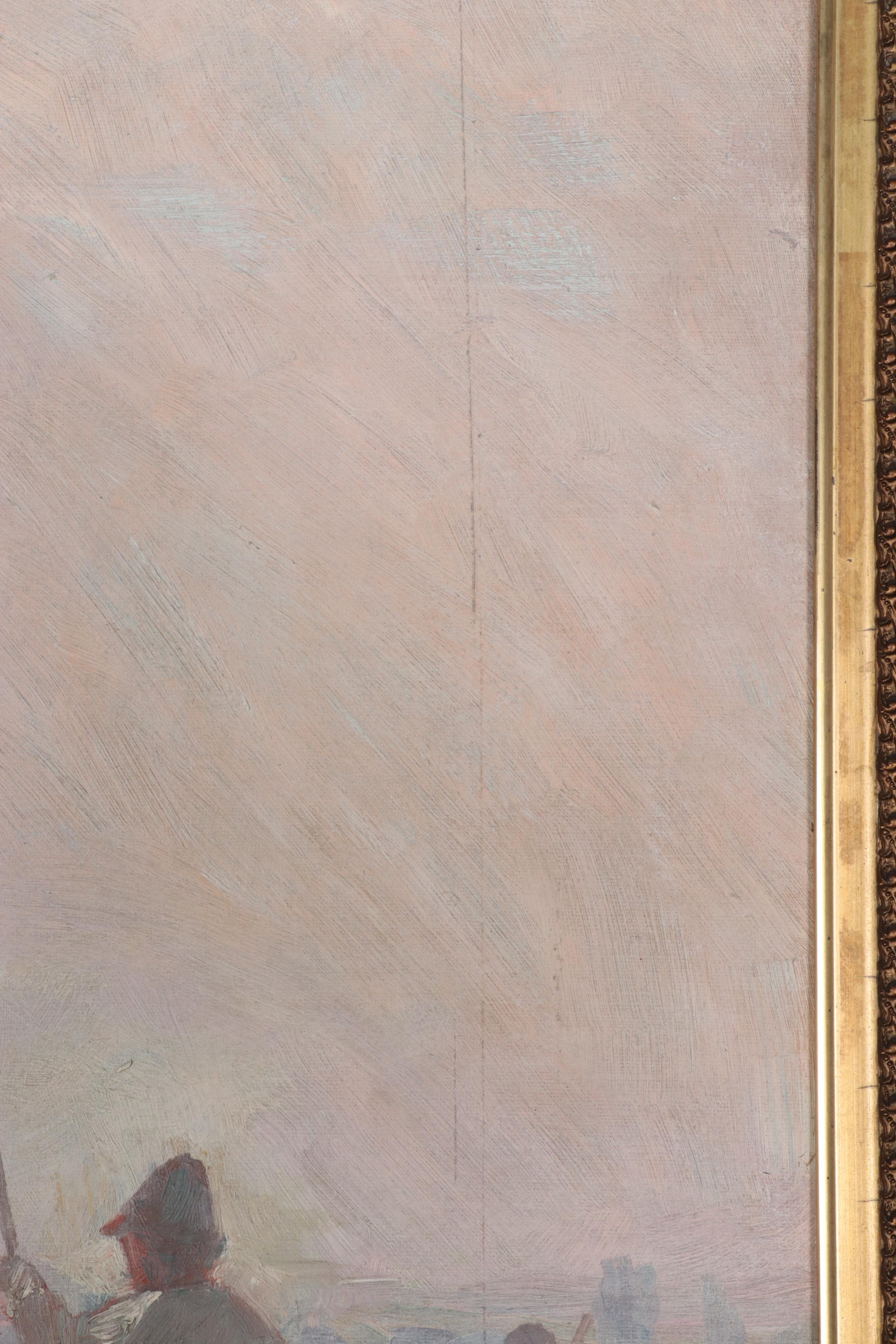 Thomas Corwin Lindsay Large-Scale Pastoral Scene Oil Painting, Circa 1900