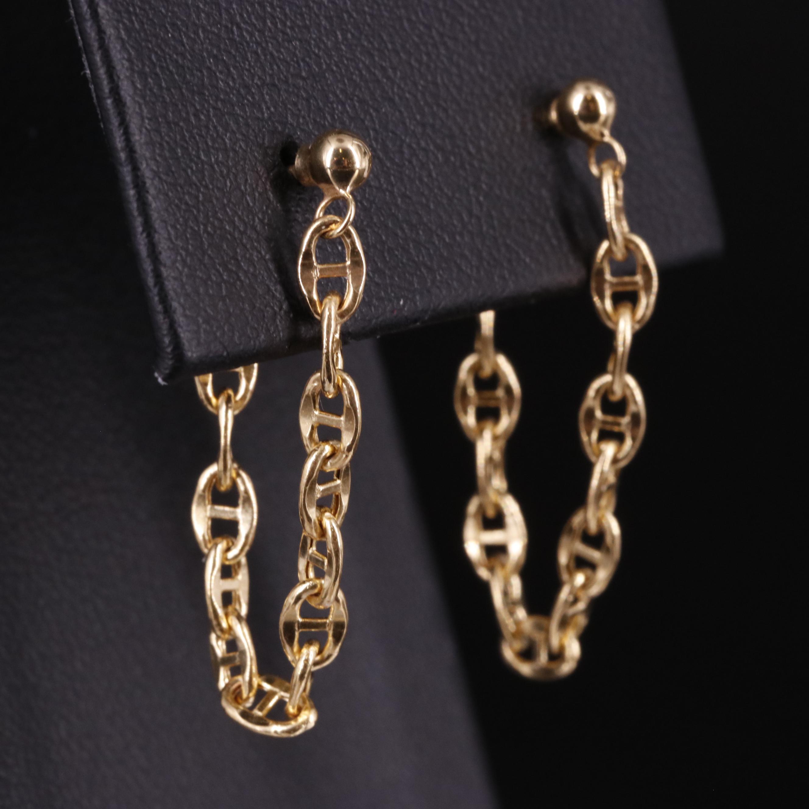 14K Fancy Link Drop Earrings