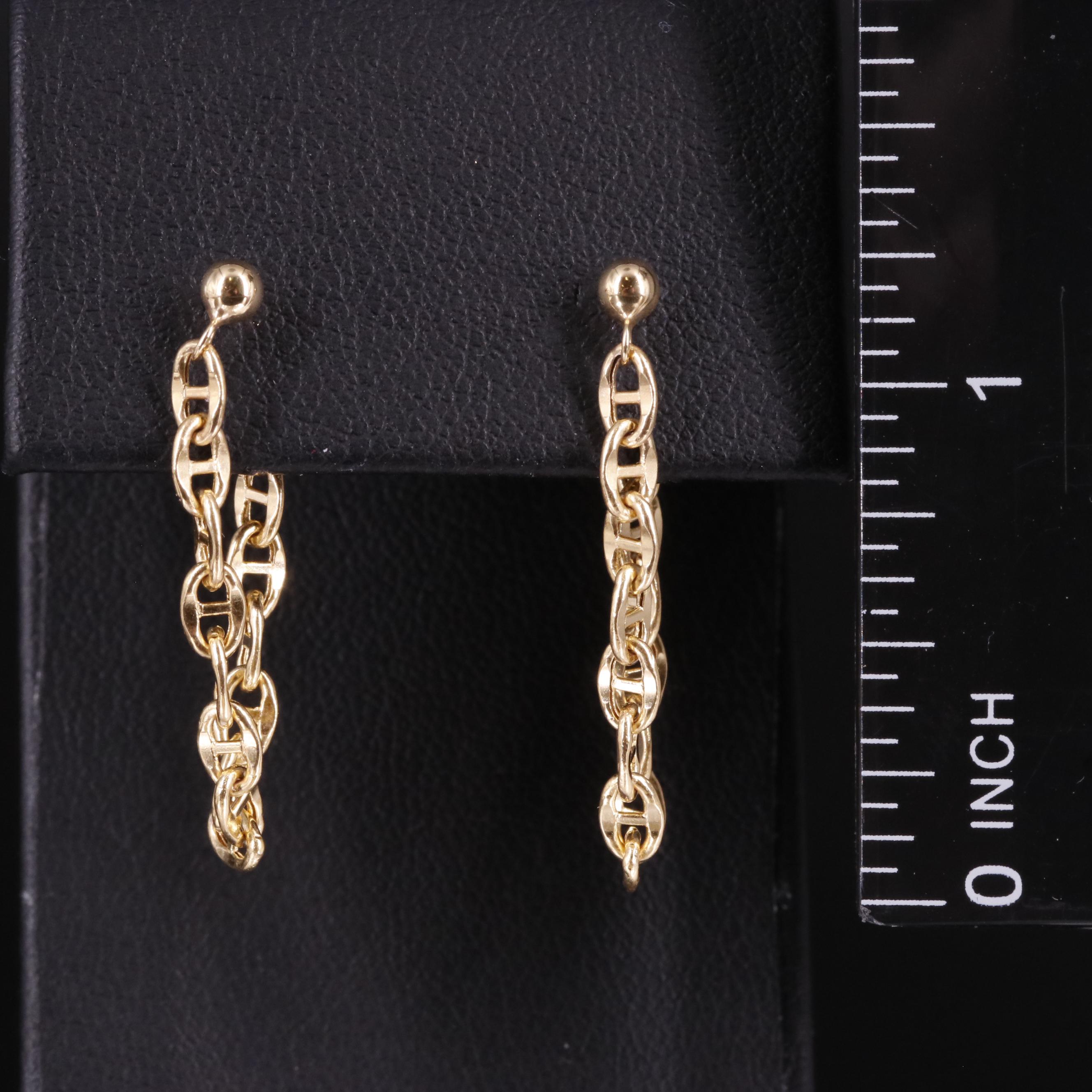 14K Fancy Link Drop Earrings