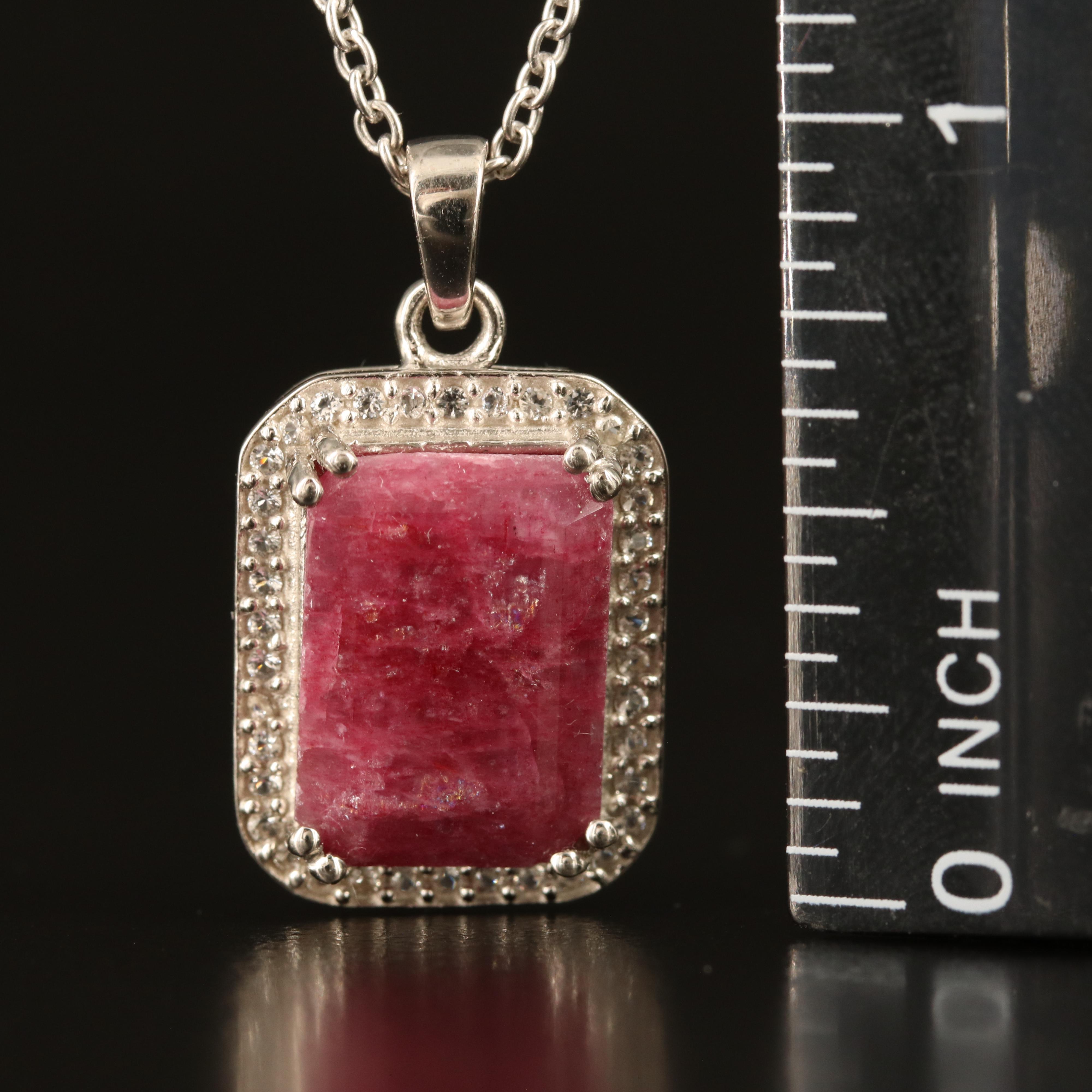 Sterling Beryl and White Topaz Pendant Necklaces