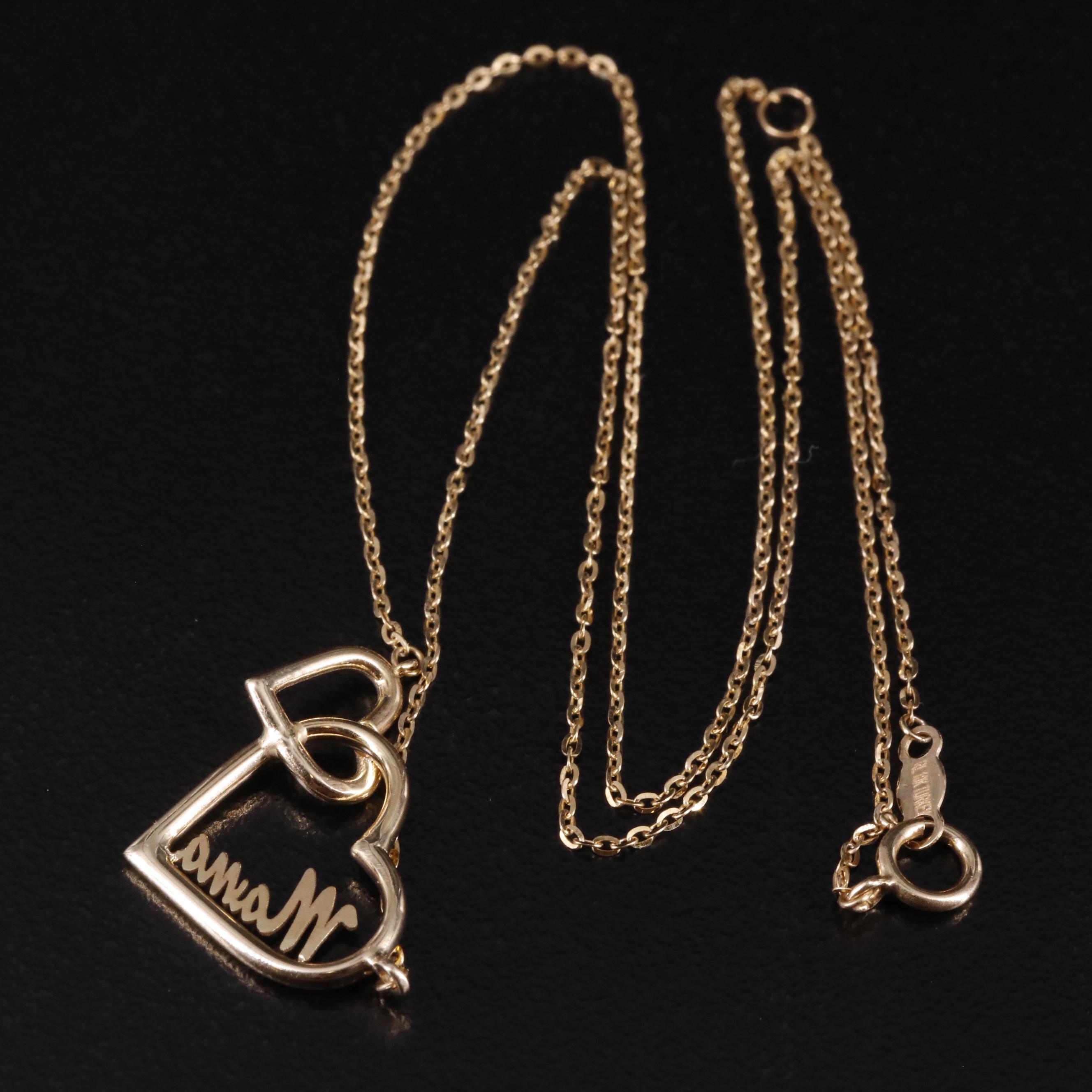 10K Cable Chain "Nana" and Double Heart Necklace