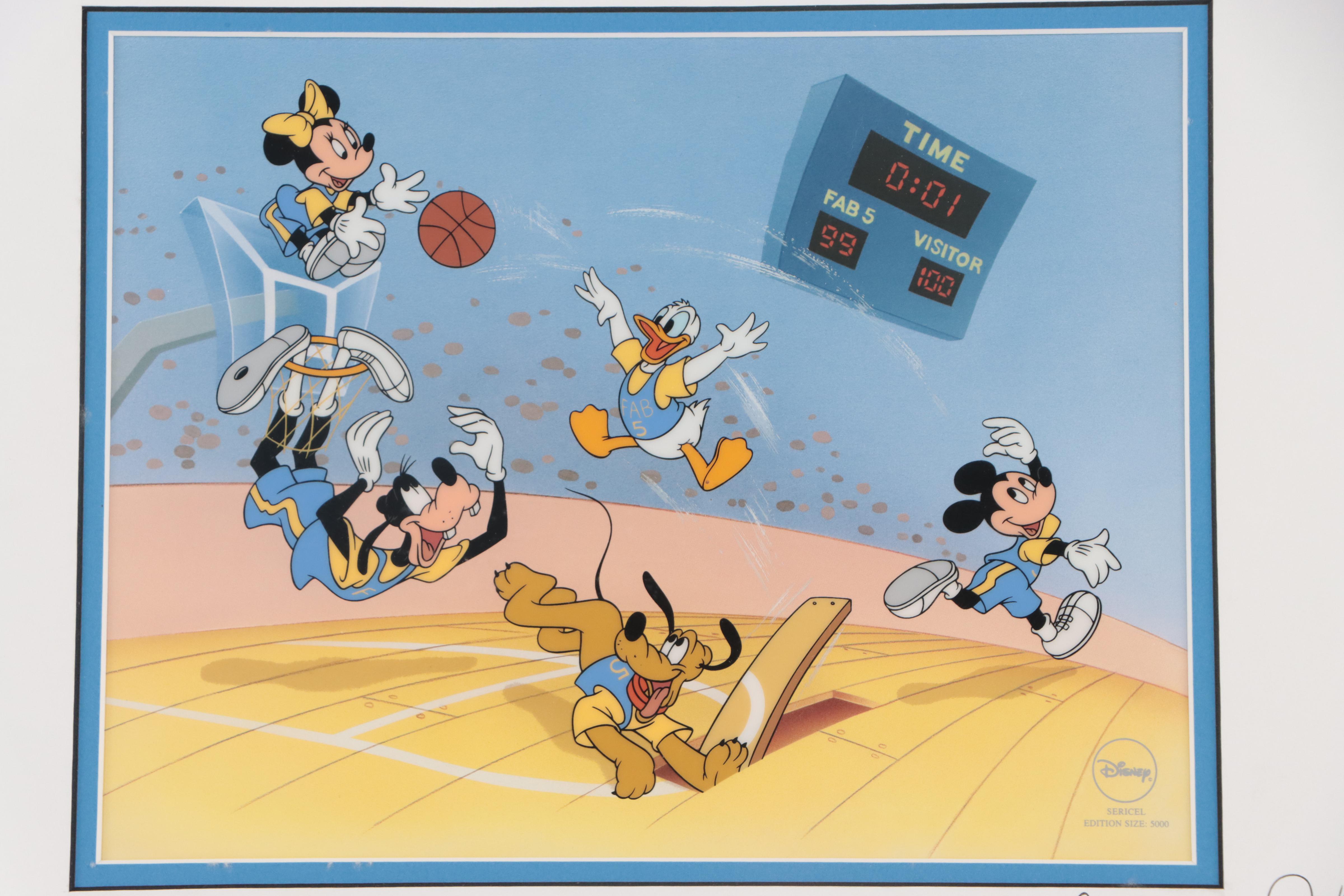 Disney Fab Five Sericel Signed by Character Voice Artists, 1998