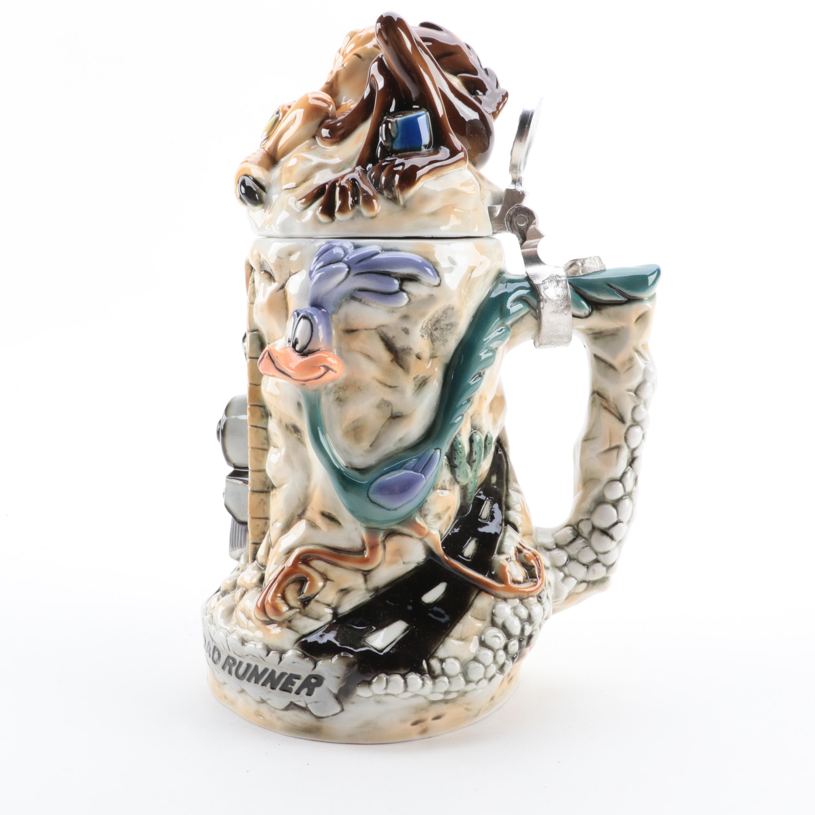 Warner Bros. "Wille E. Coyote/ Road Runner" Collectible Porcelain Beer Stein