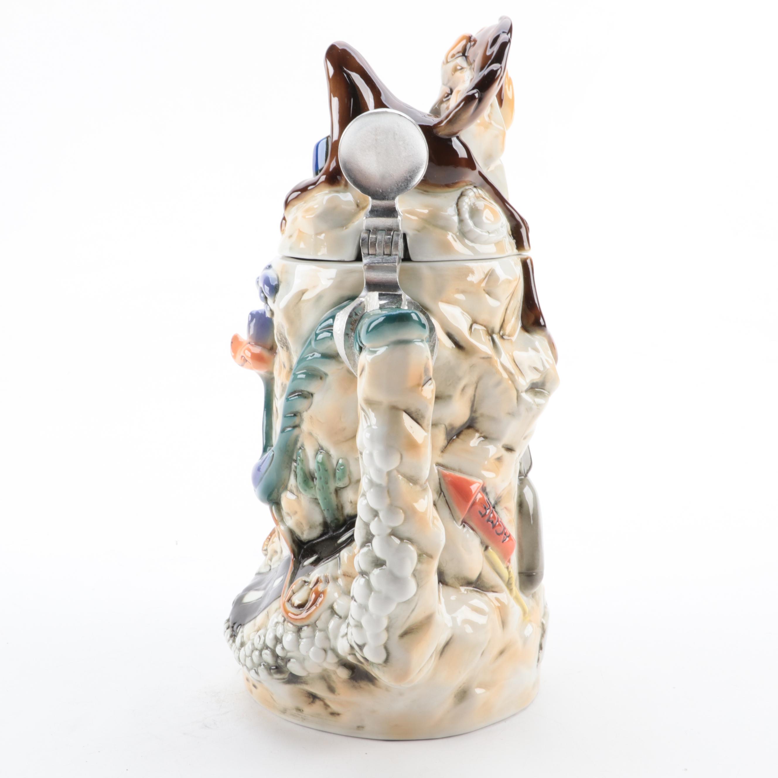 Warner Bros. "Wille E. Coyote/ Road Runner" Collectible Porcelain Beer Stein