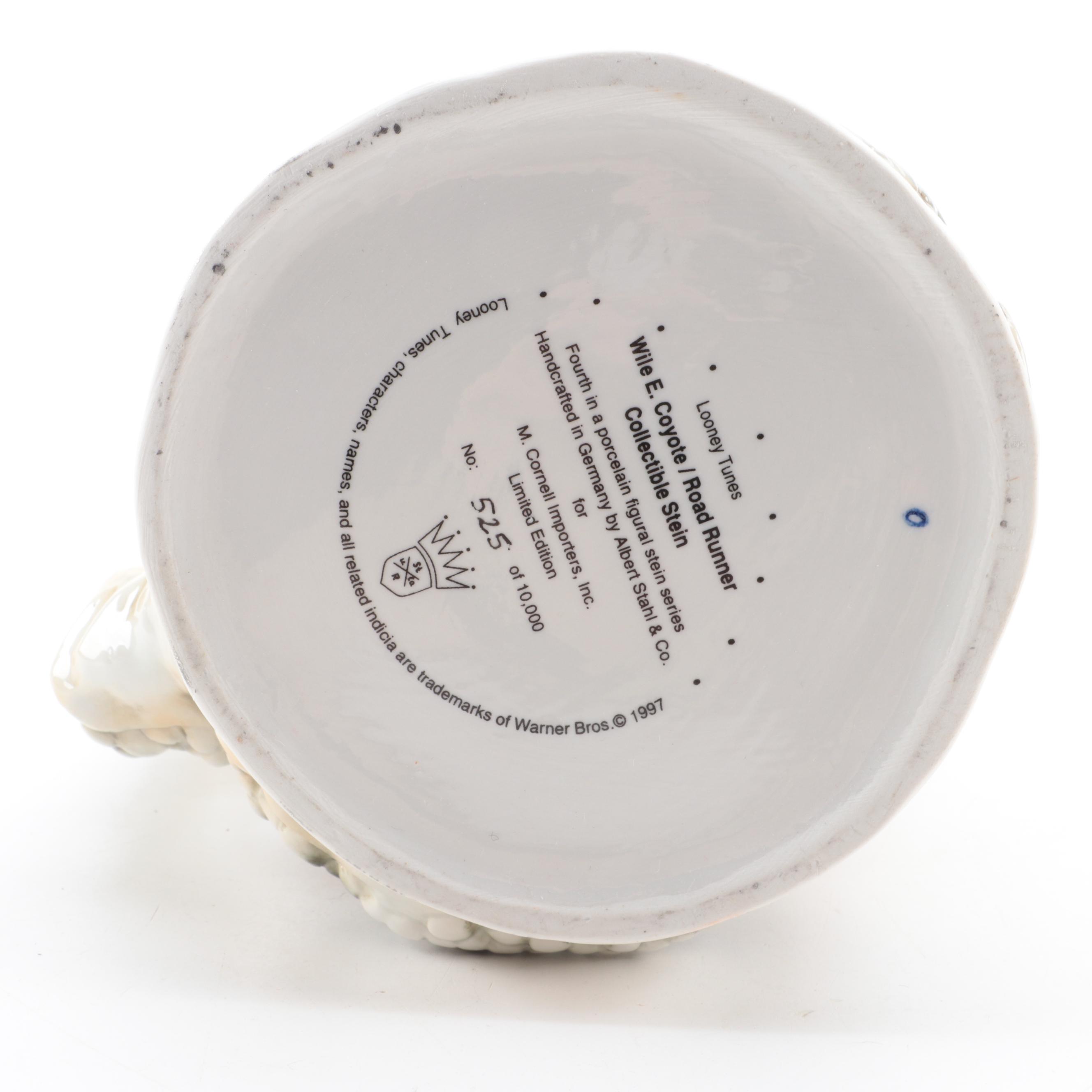Warner Bros. "Wille E. Coyote/ Road Runner" Collectible Porcelain Beer Stein