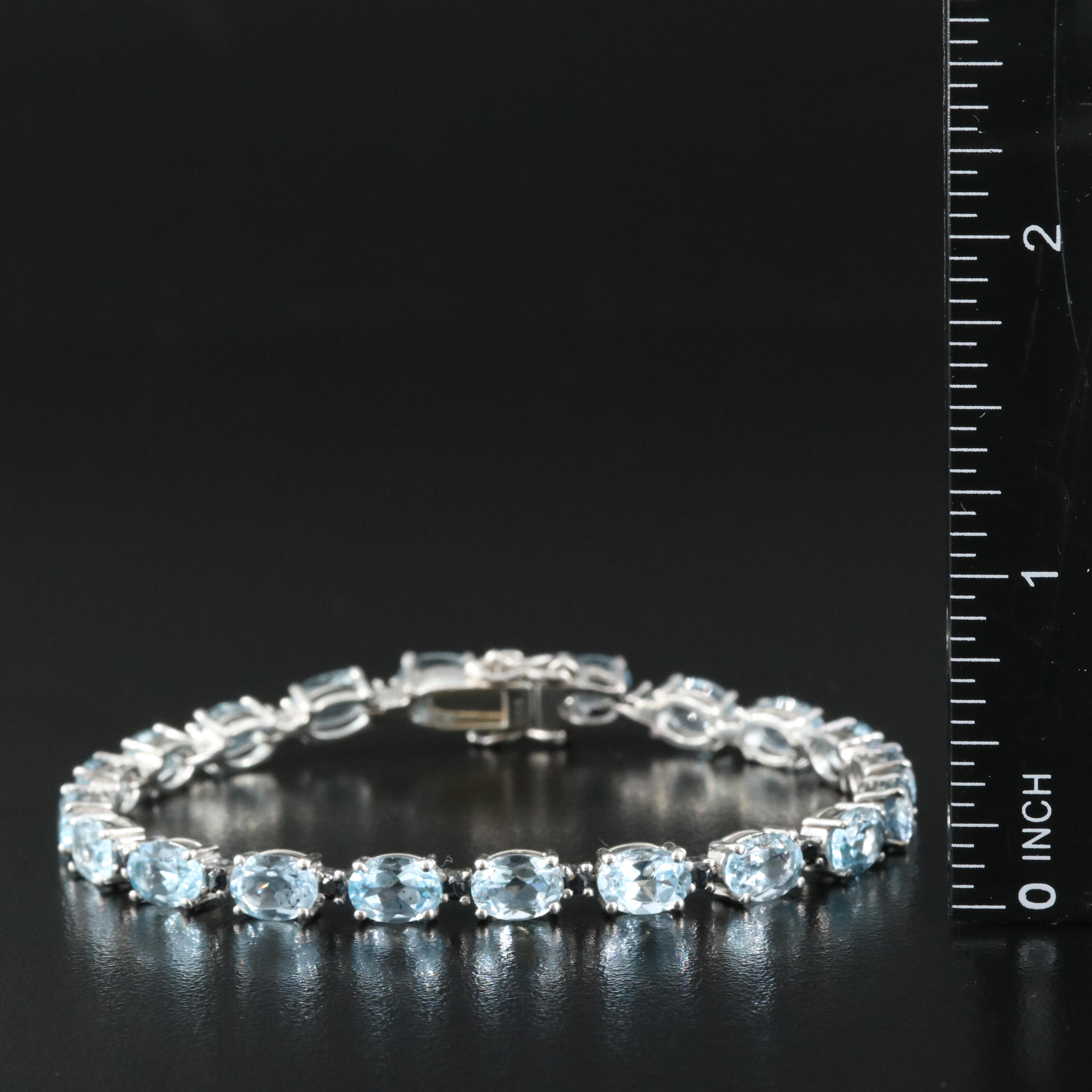 Sterling Topaz and Sapphire Line Bracelet