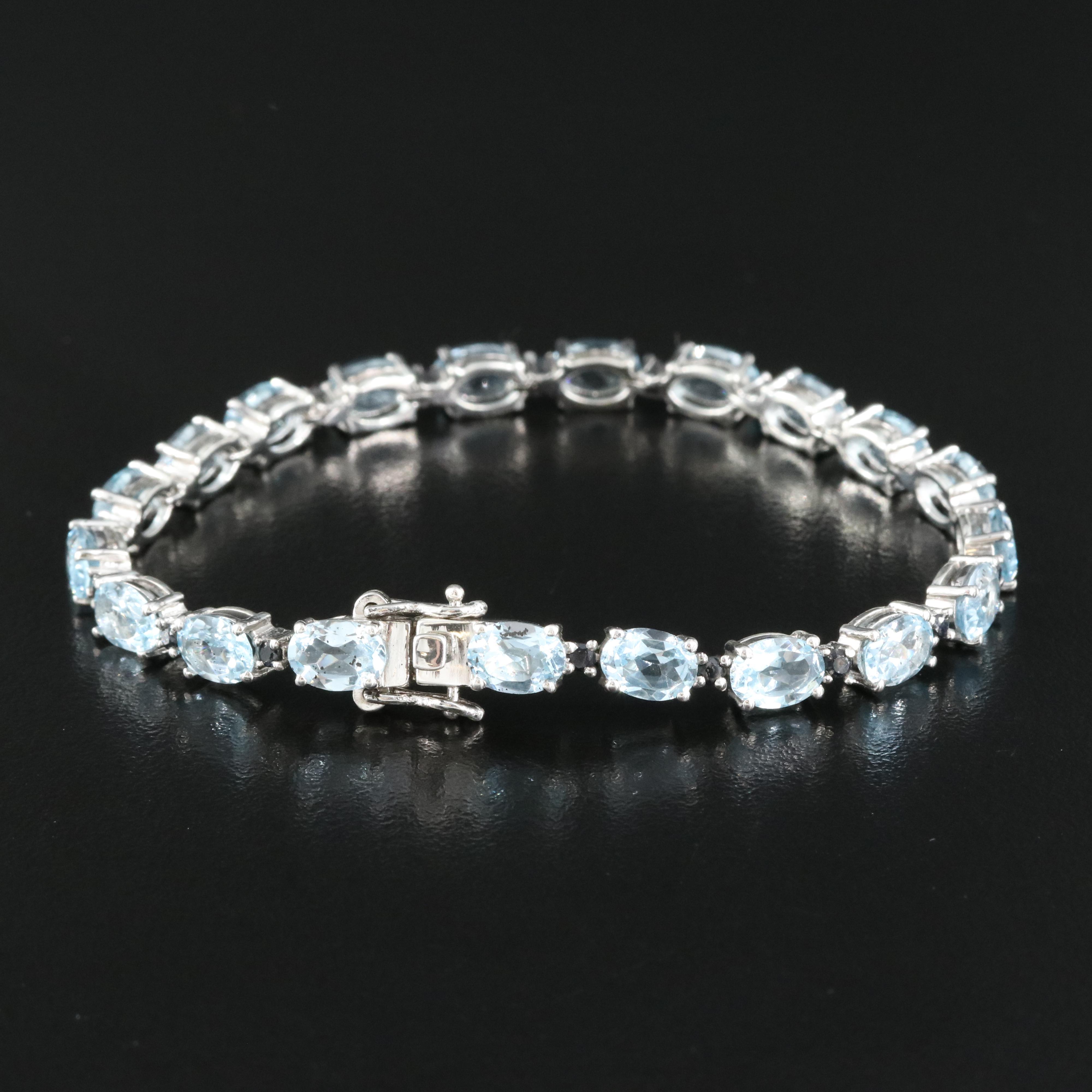 Sterling Topaz and Sapphire Line Bracelet