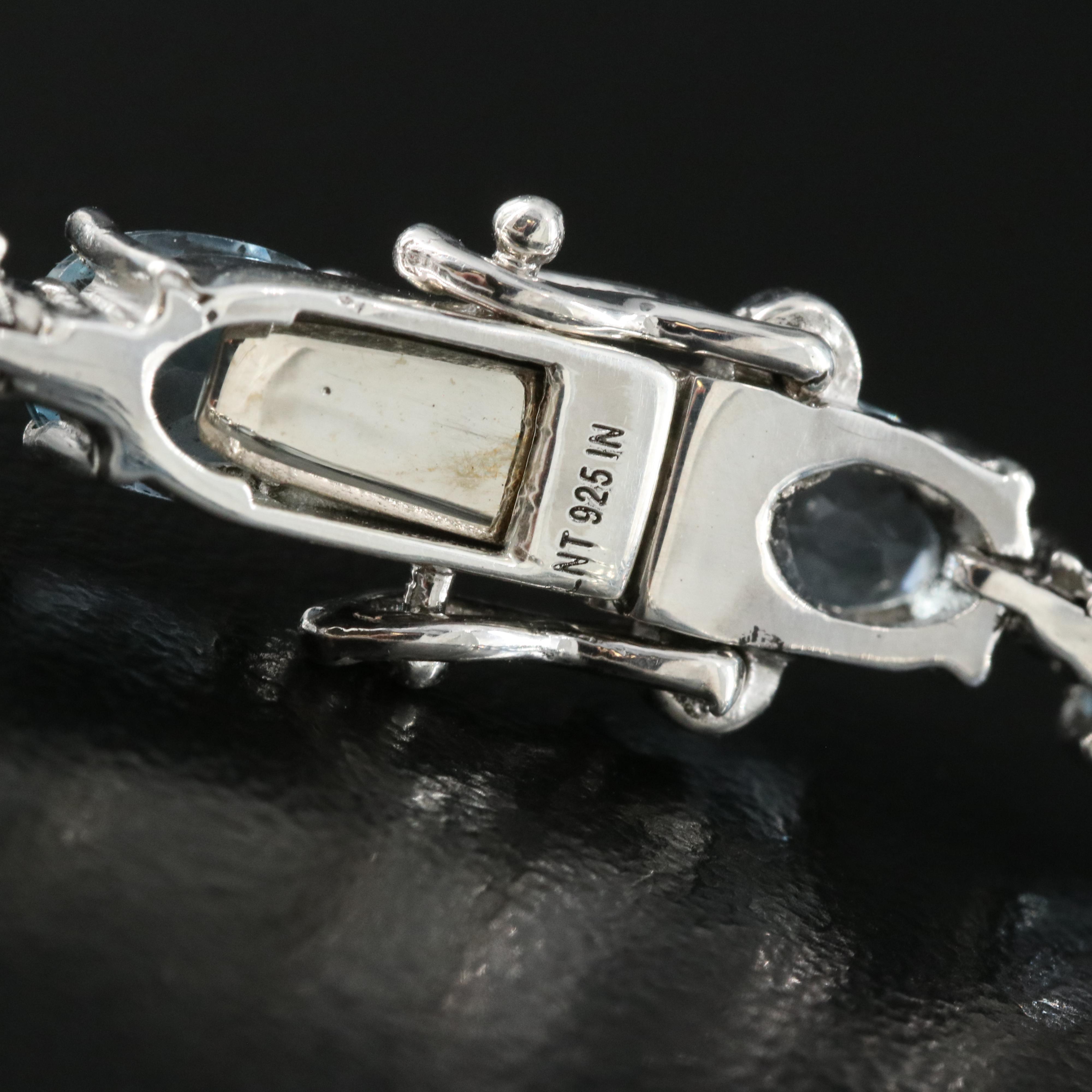 Sterling Topaz and Sapphire Line Bracelet