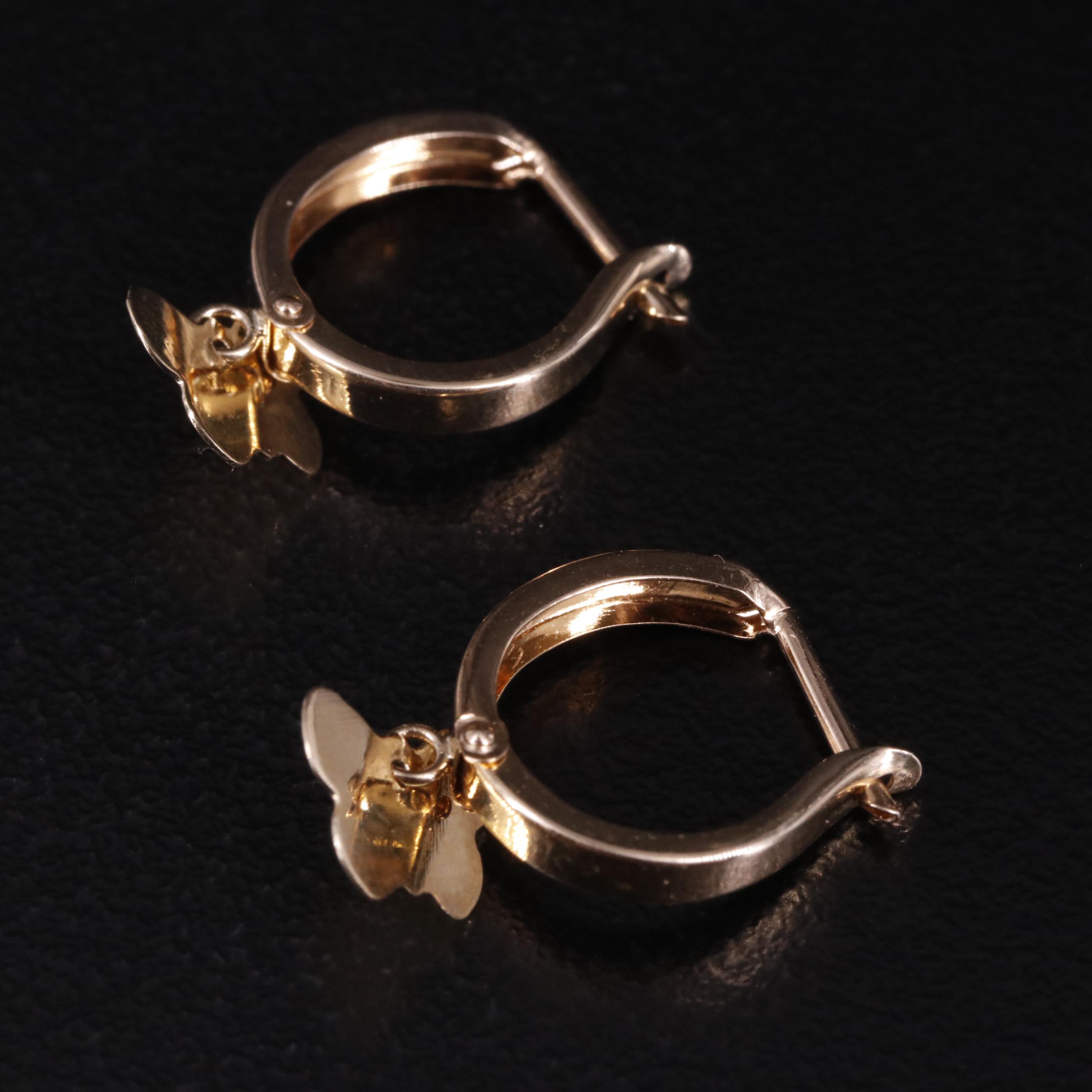10K Butterfly Hoop Earrings