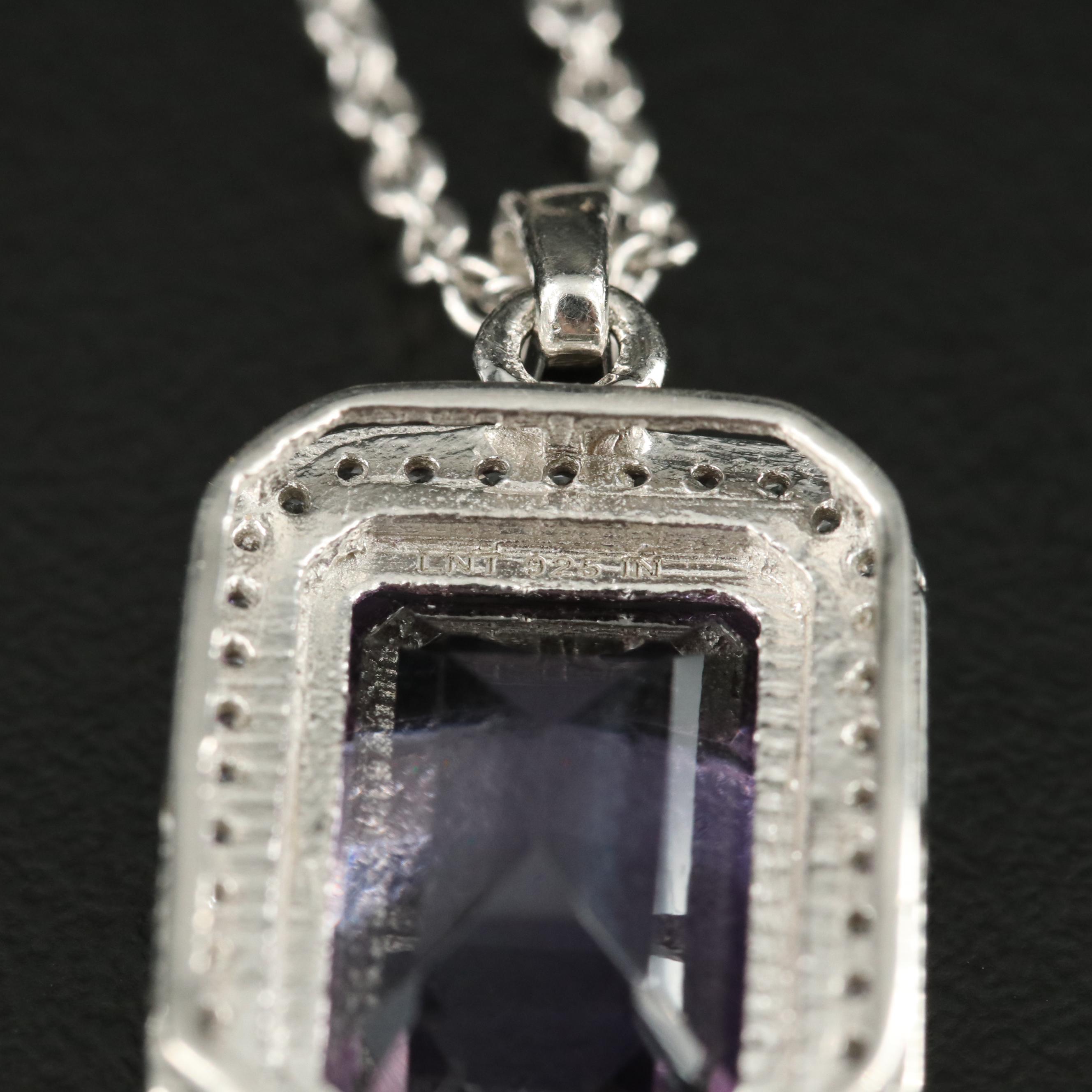 Sterling Amethyst and White Topaz Pendant Necklace