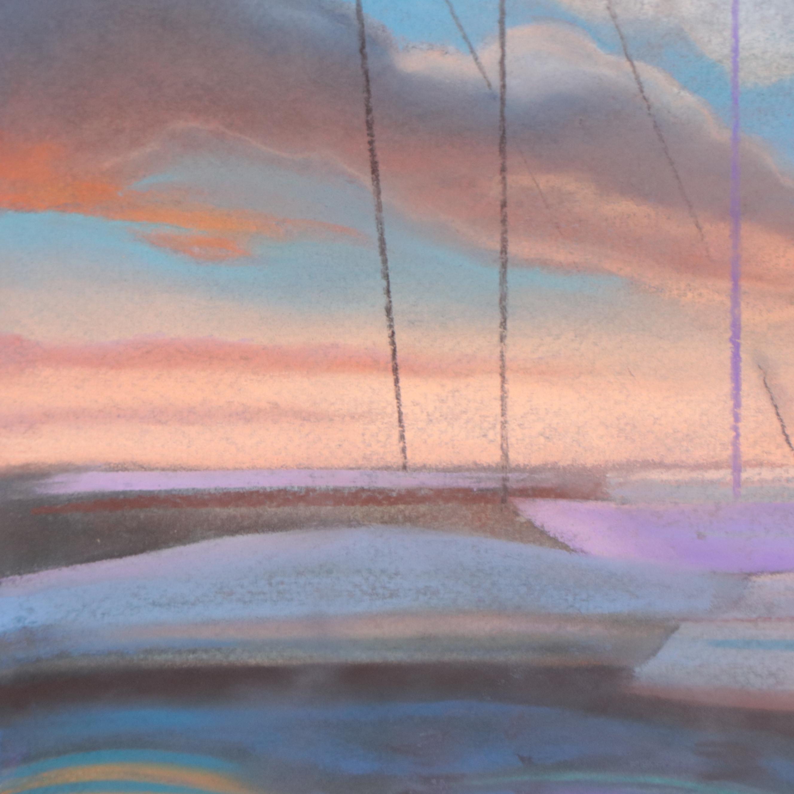 Pastel Drawing of Boats in a Harbor, 2022