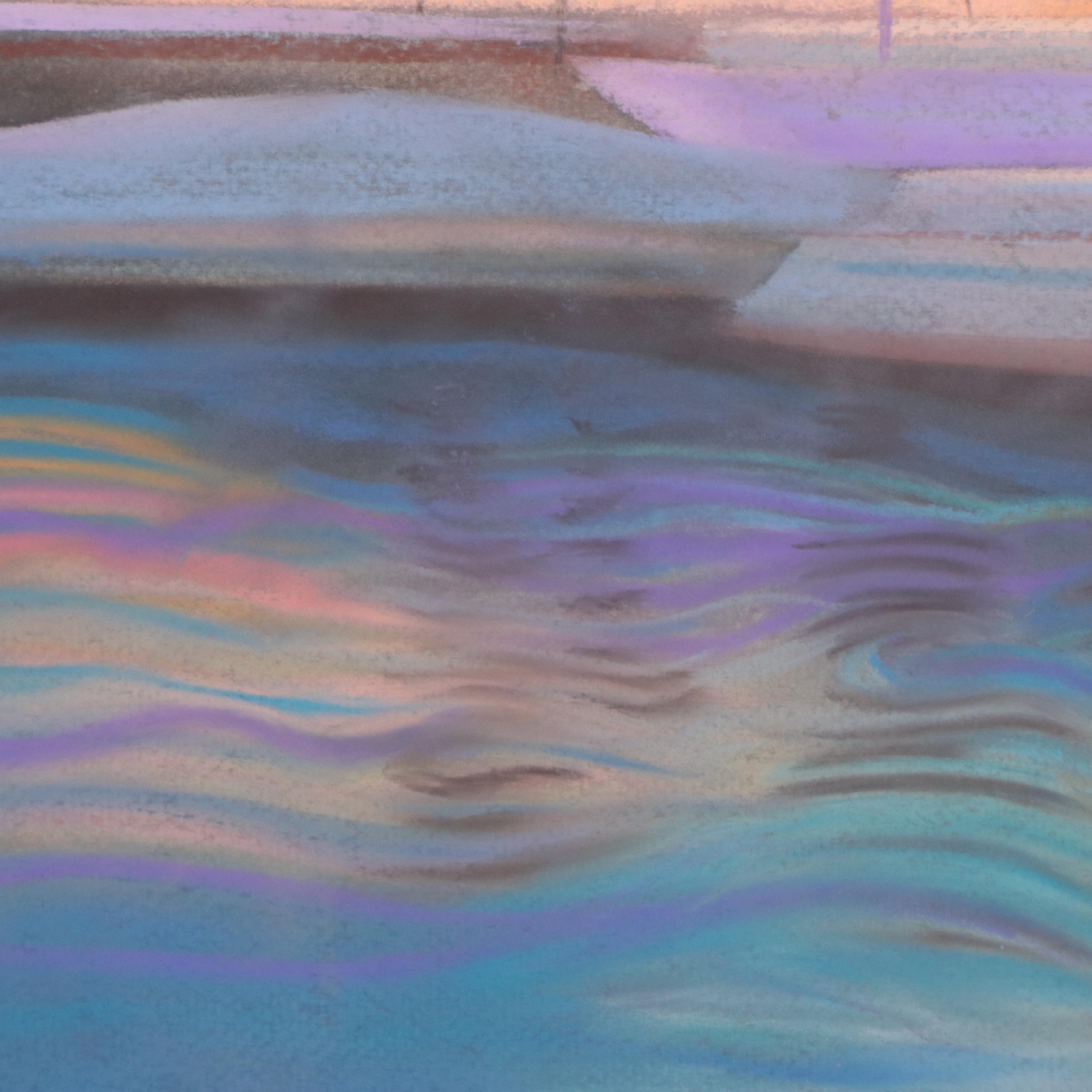 Pastel Drawing of Boats in a Harbor, 2022