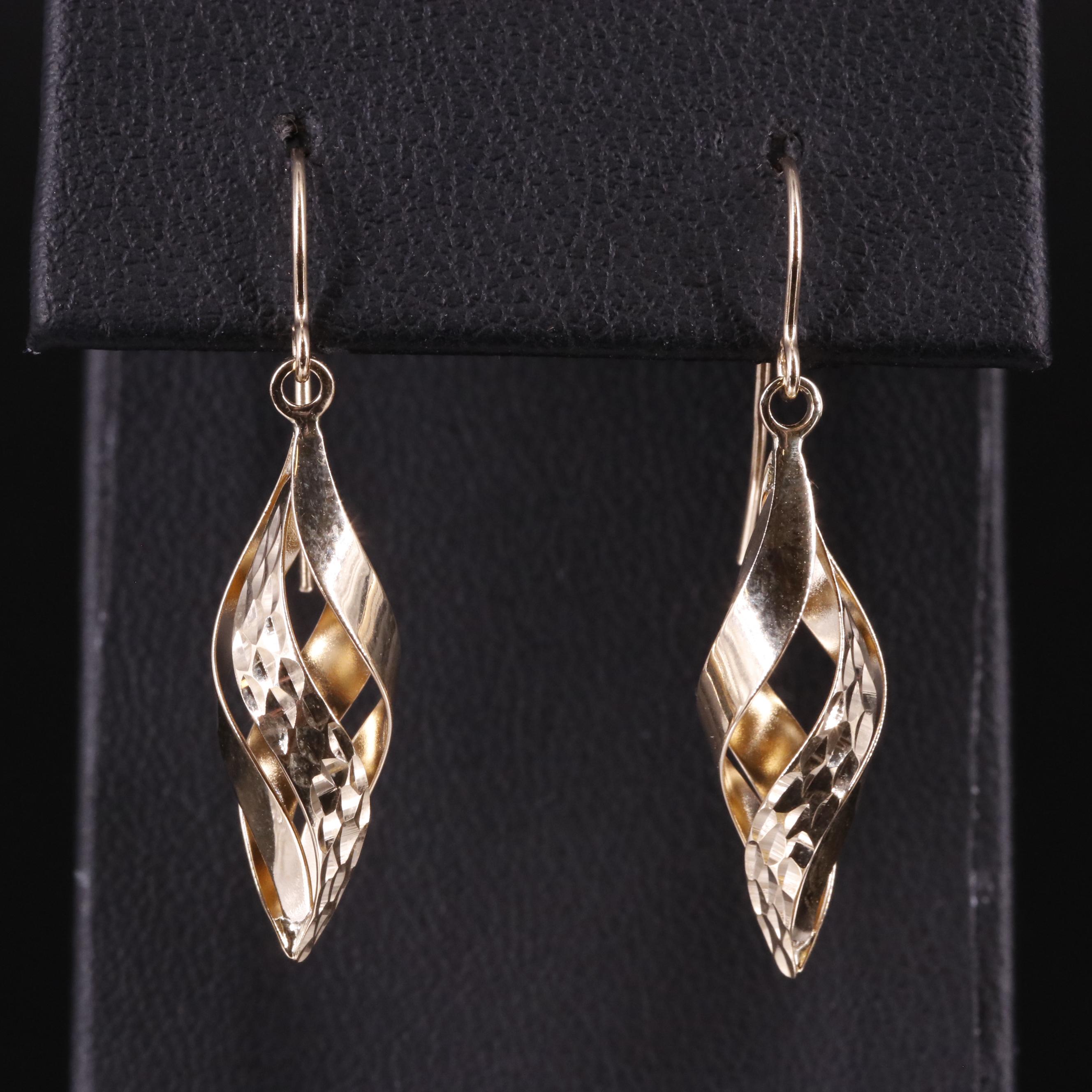14K Twisted Drop Earrings