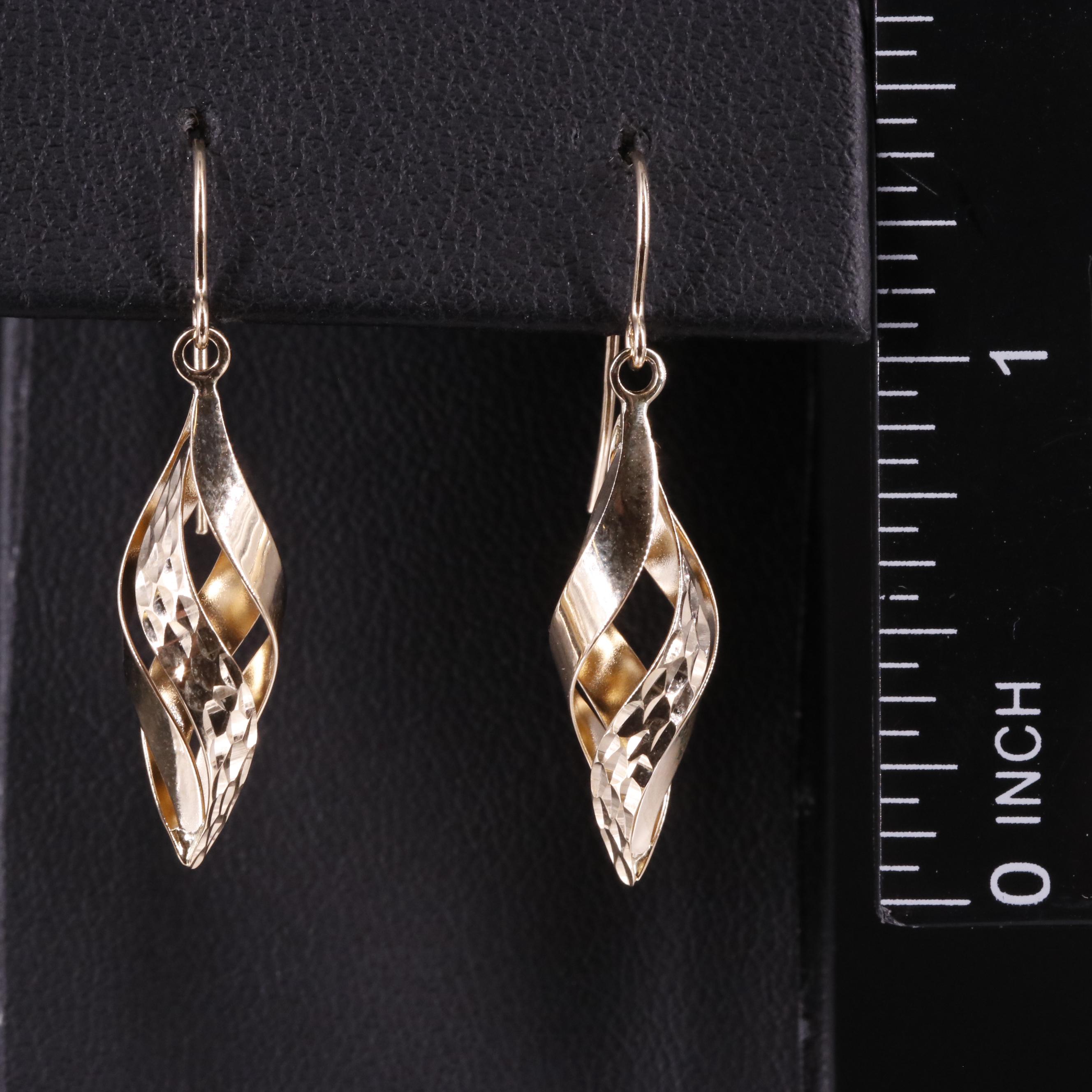 14K Twisted Drop Earrings
