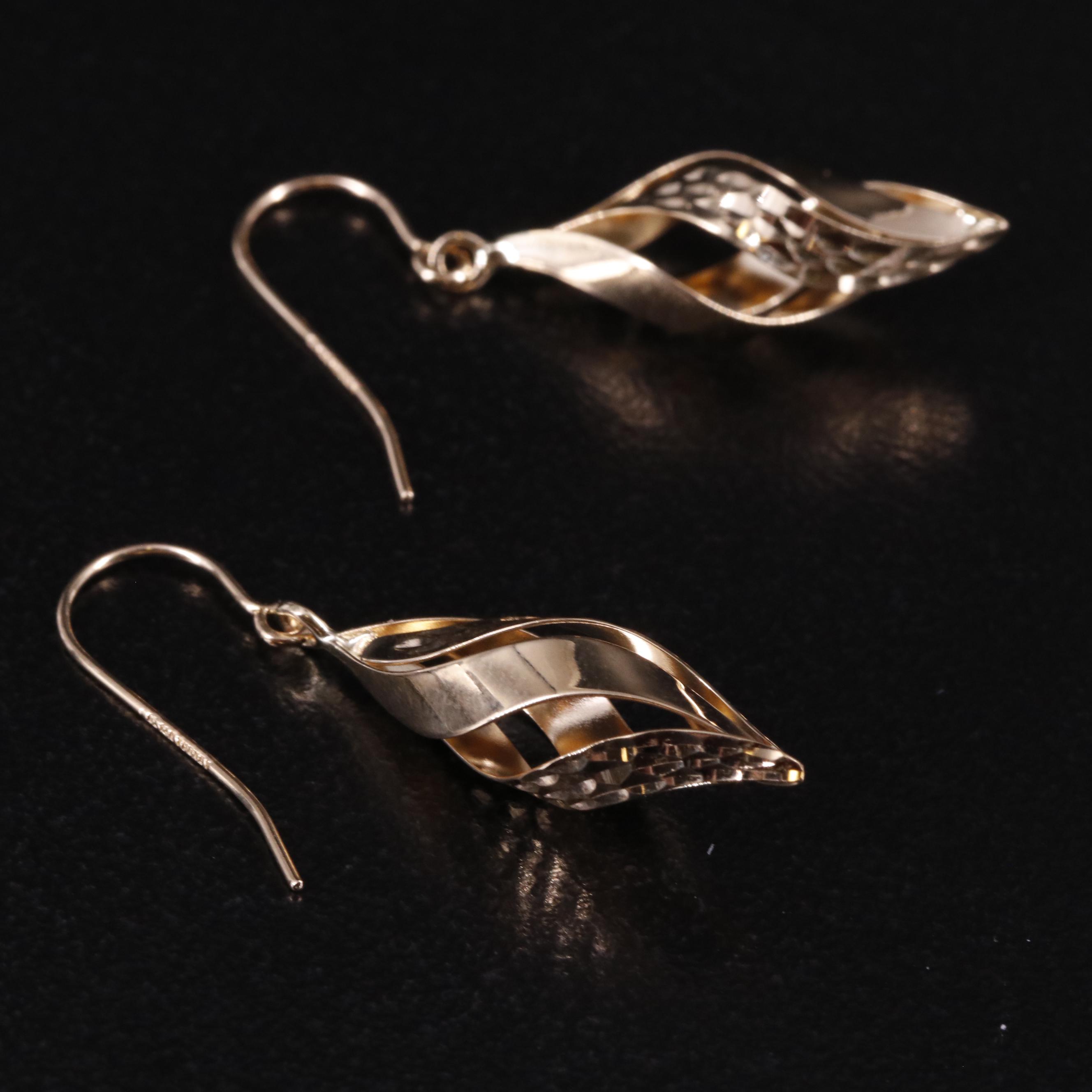 14K Twisted Drop Earrings