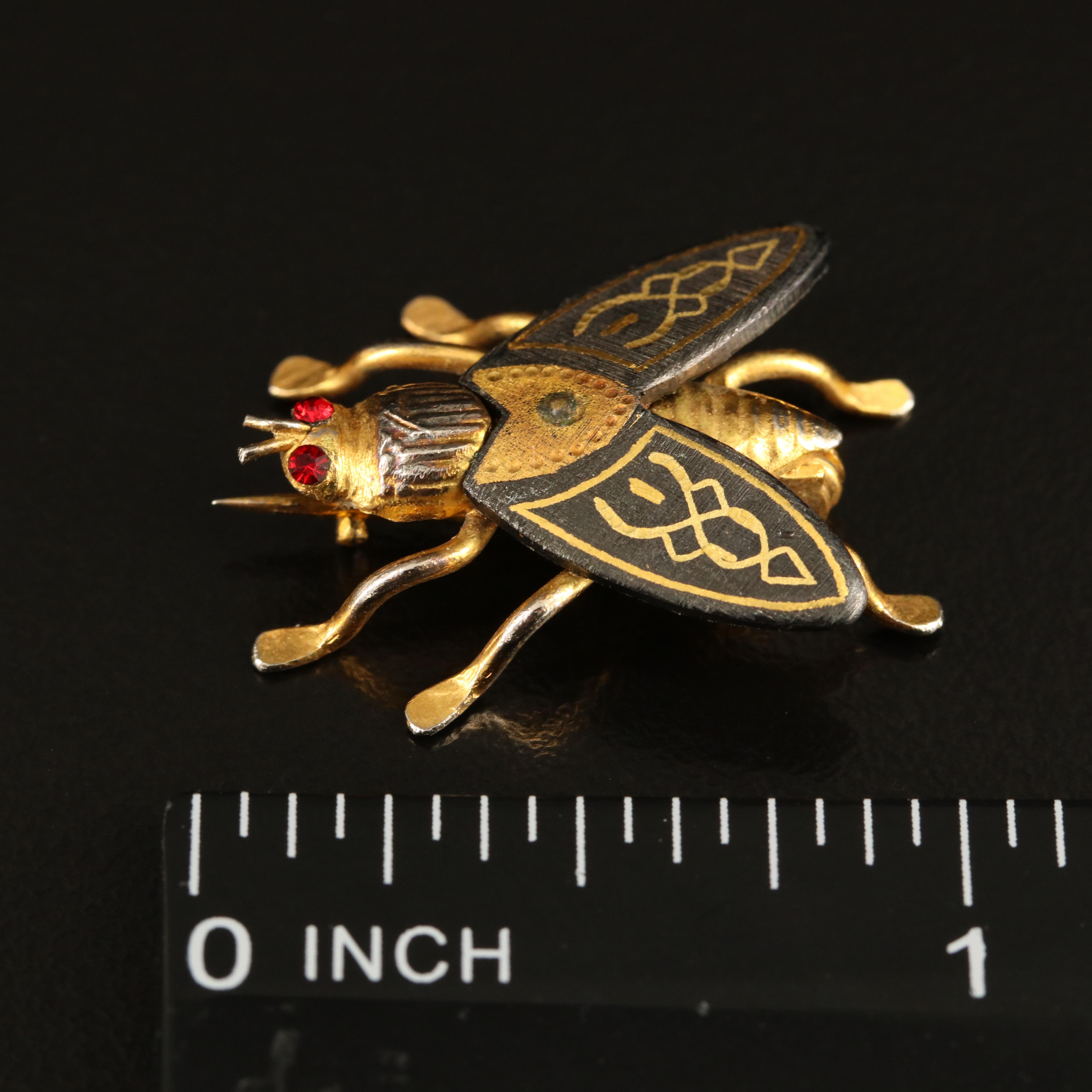 Vintage Fly Damascene Pins