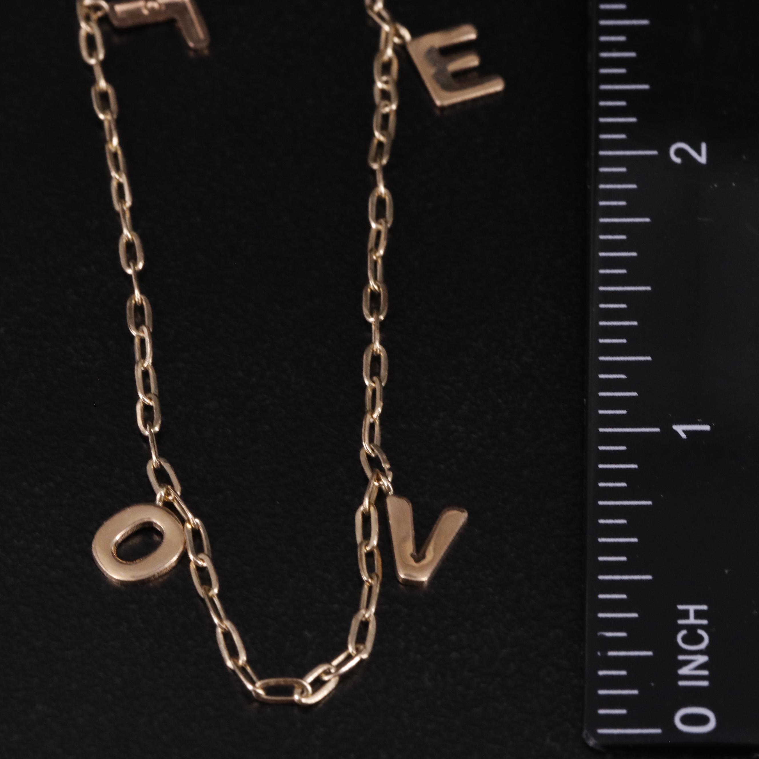 14K Paper Clip Chain "Love" Necklace