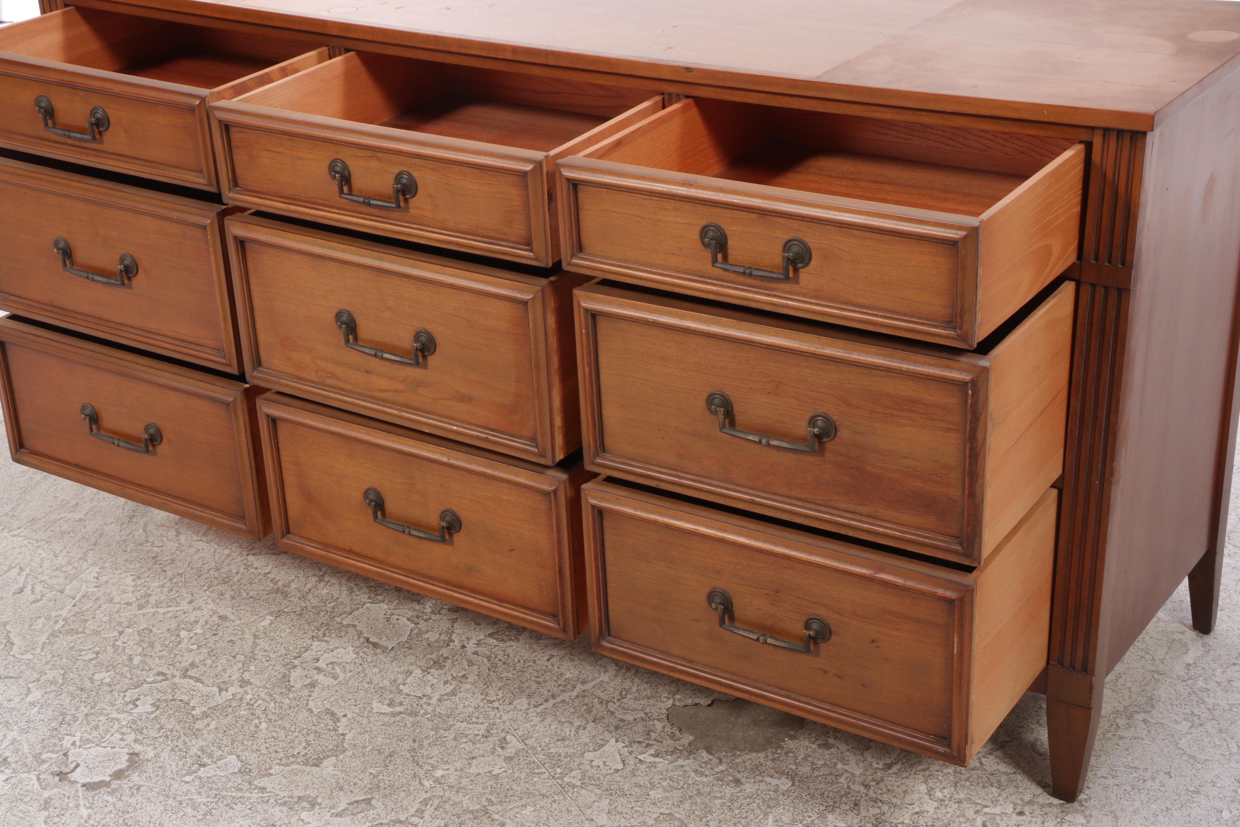 National of Mt. Airy Directoire Style Cherrywood Nine-Drawer Dresser