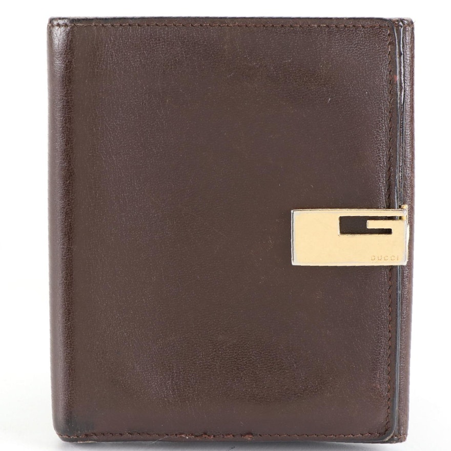 Gucci G Clasp Bifold Wallet in Tartufo Leather