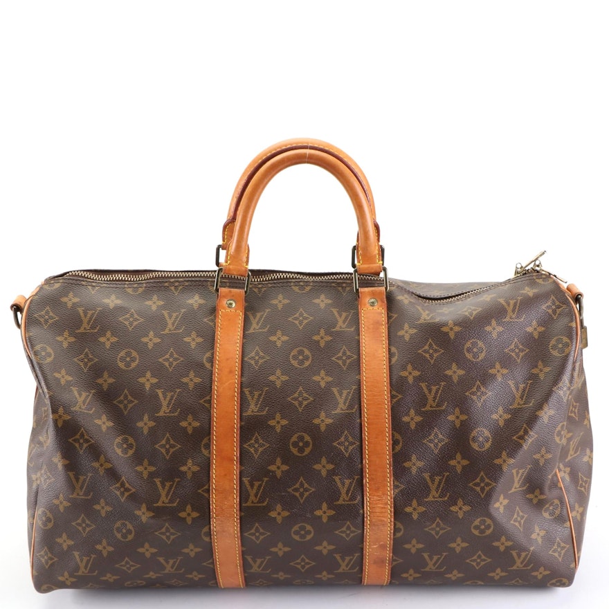 Louis Vuitton Keepall Bandoulière 50 Duffle Bag in Monogram Canvas and Leather