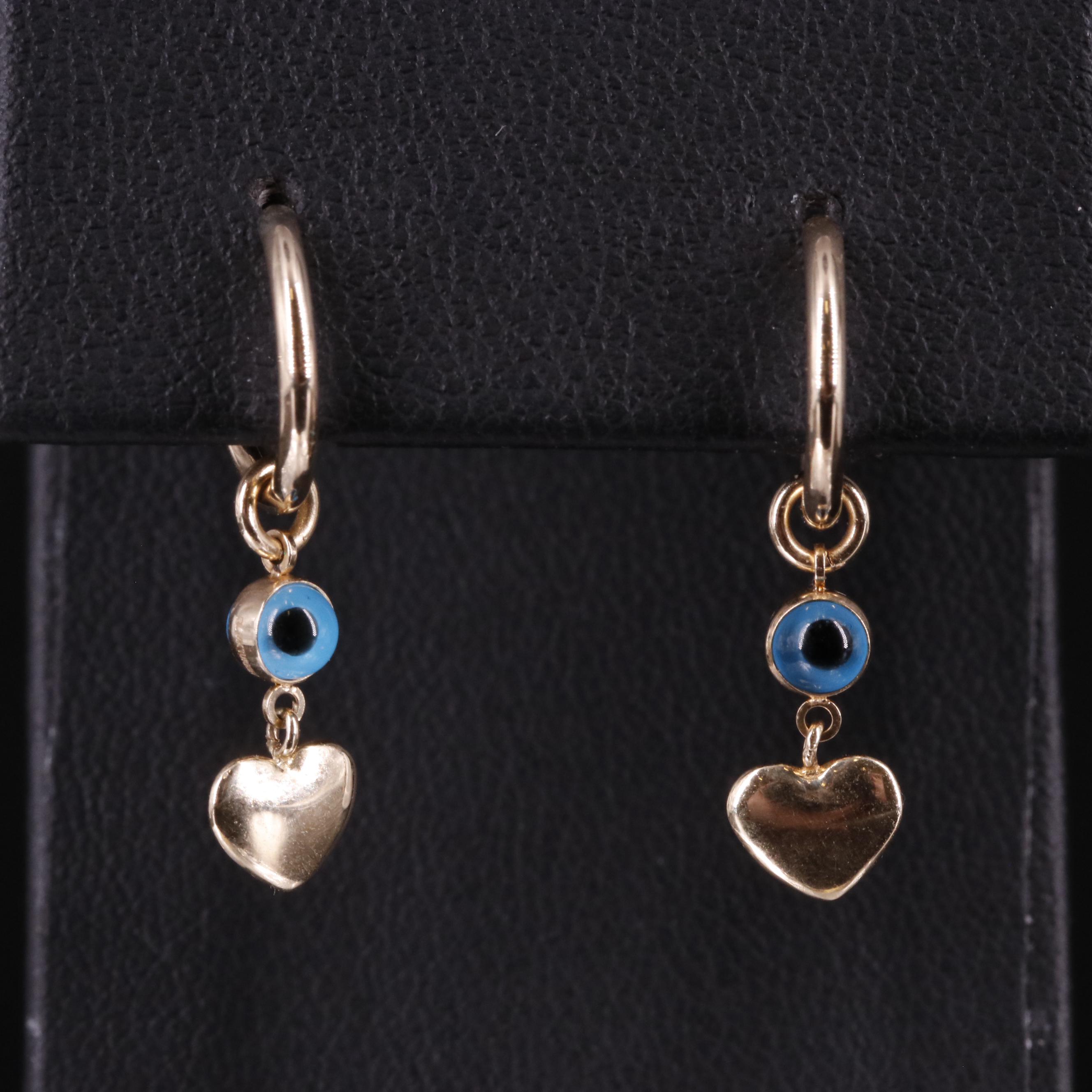 14K Heart Huggie Earrings