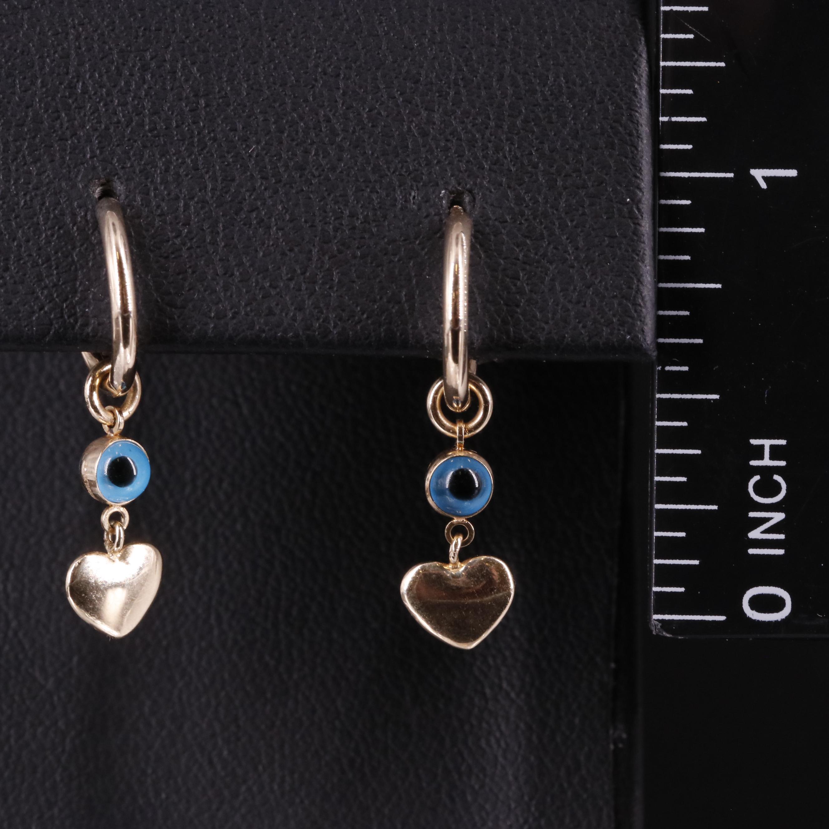 14K Heart Huggie Earrings
