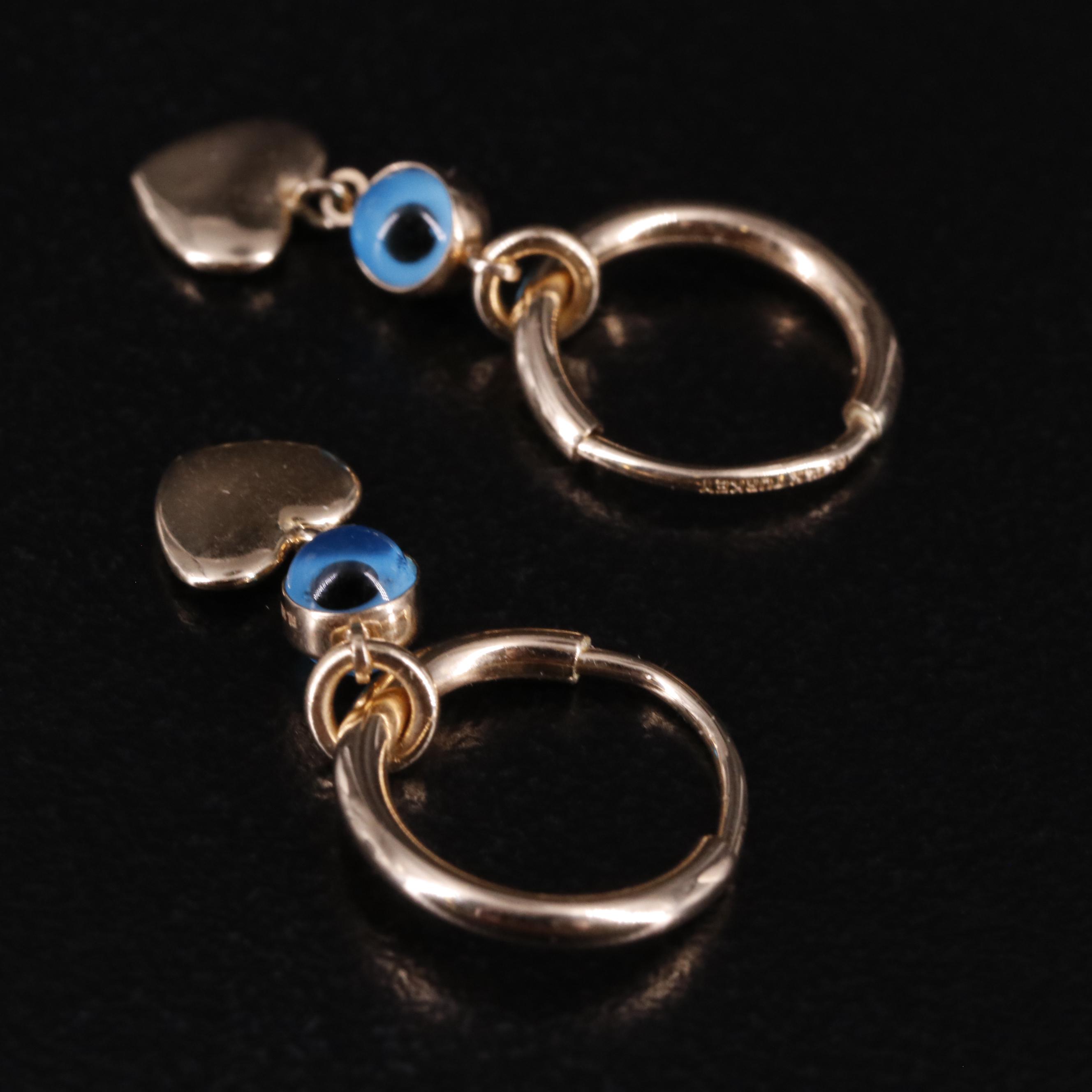 14K Heart Huggie Earrings