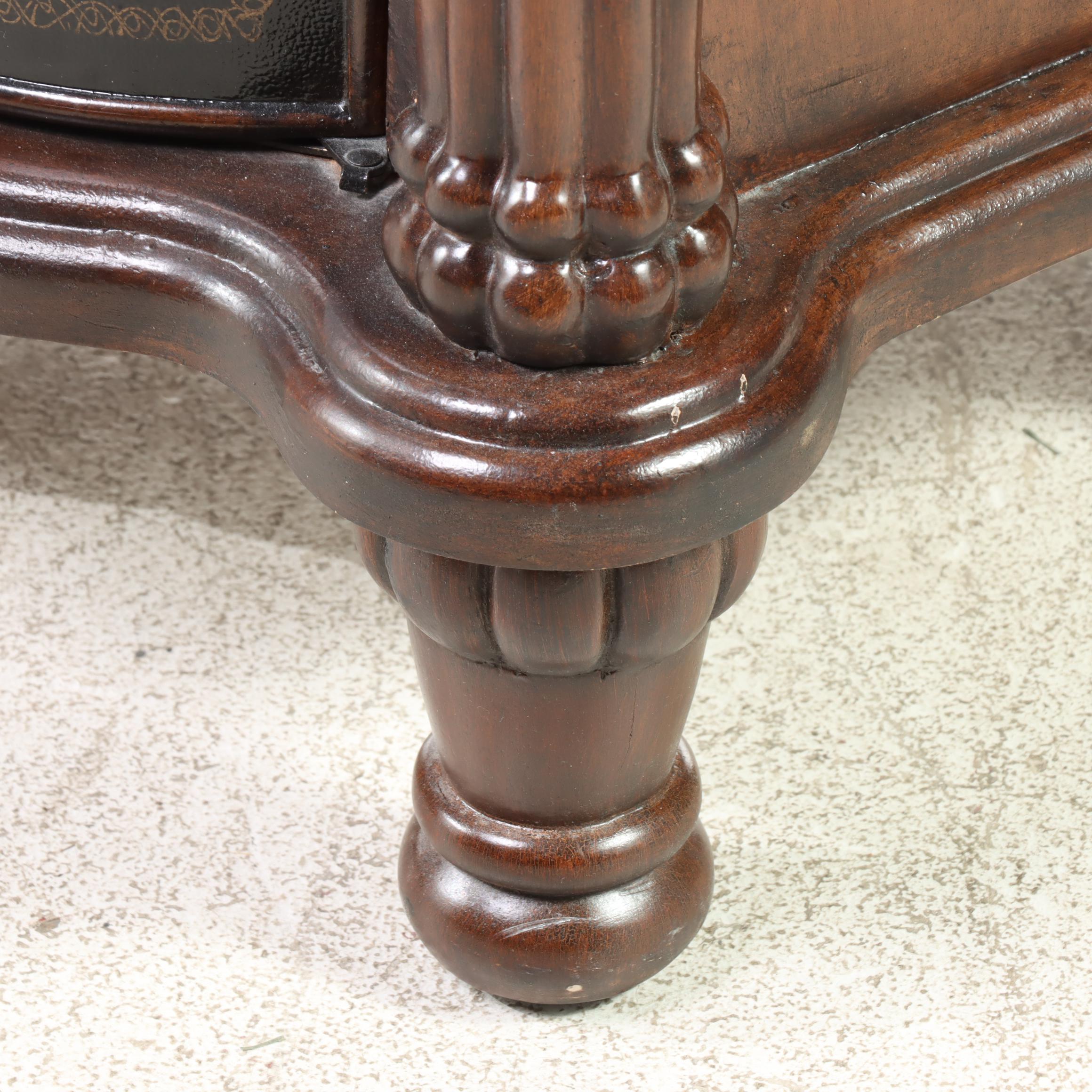 Baroque Style Serpentine Form Wood, Faux Leather and Stone Top Buffet