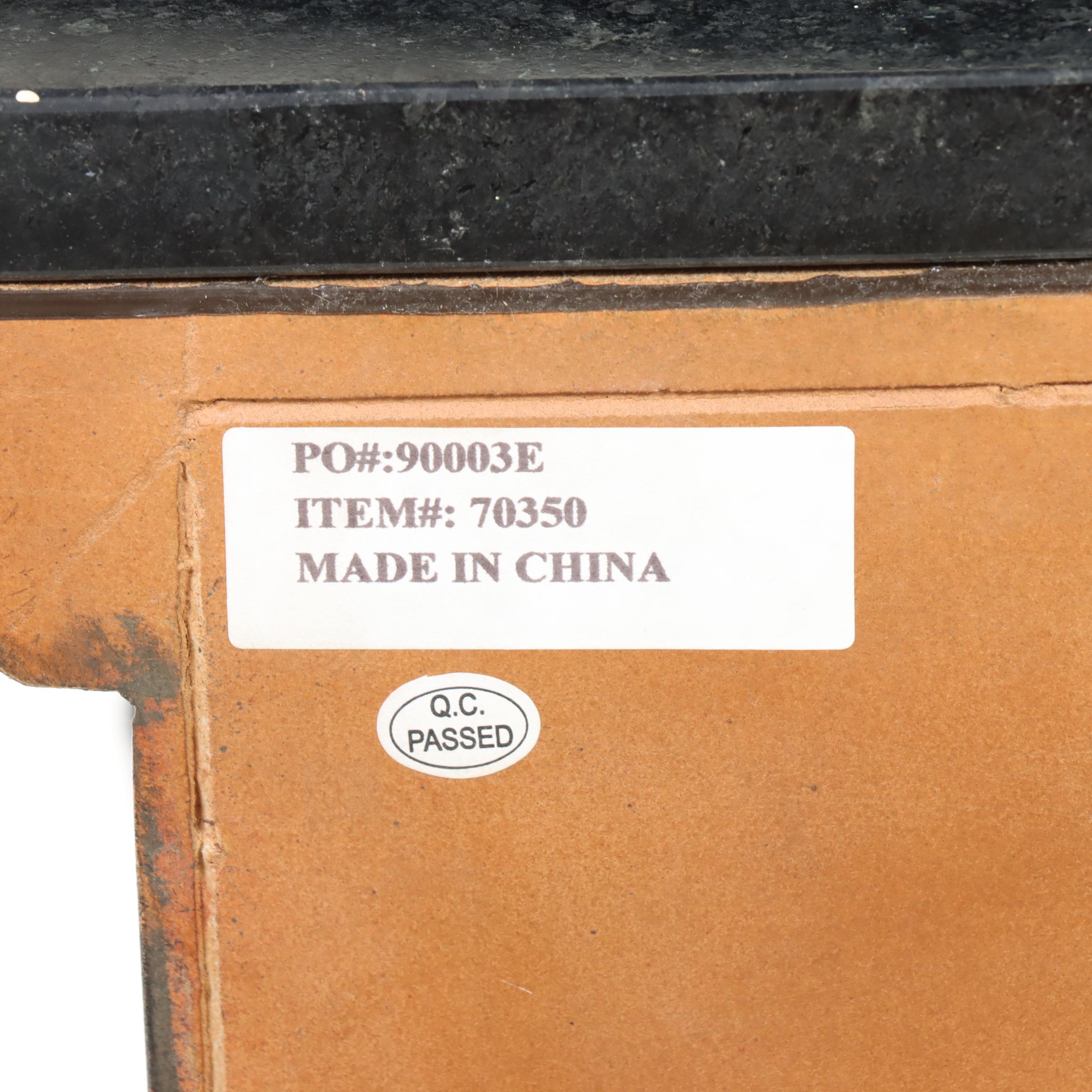 Baroque Style Serpentine Form Wood, Faux Leather and Stone Top Buffet