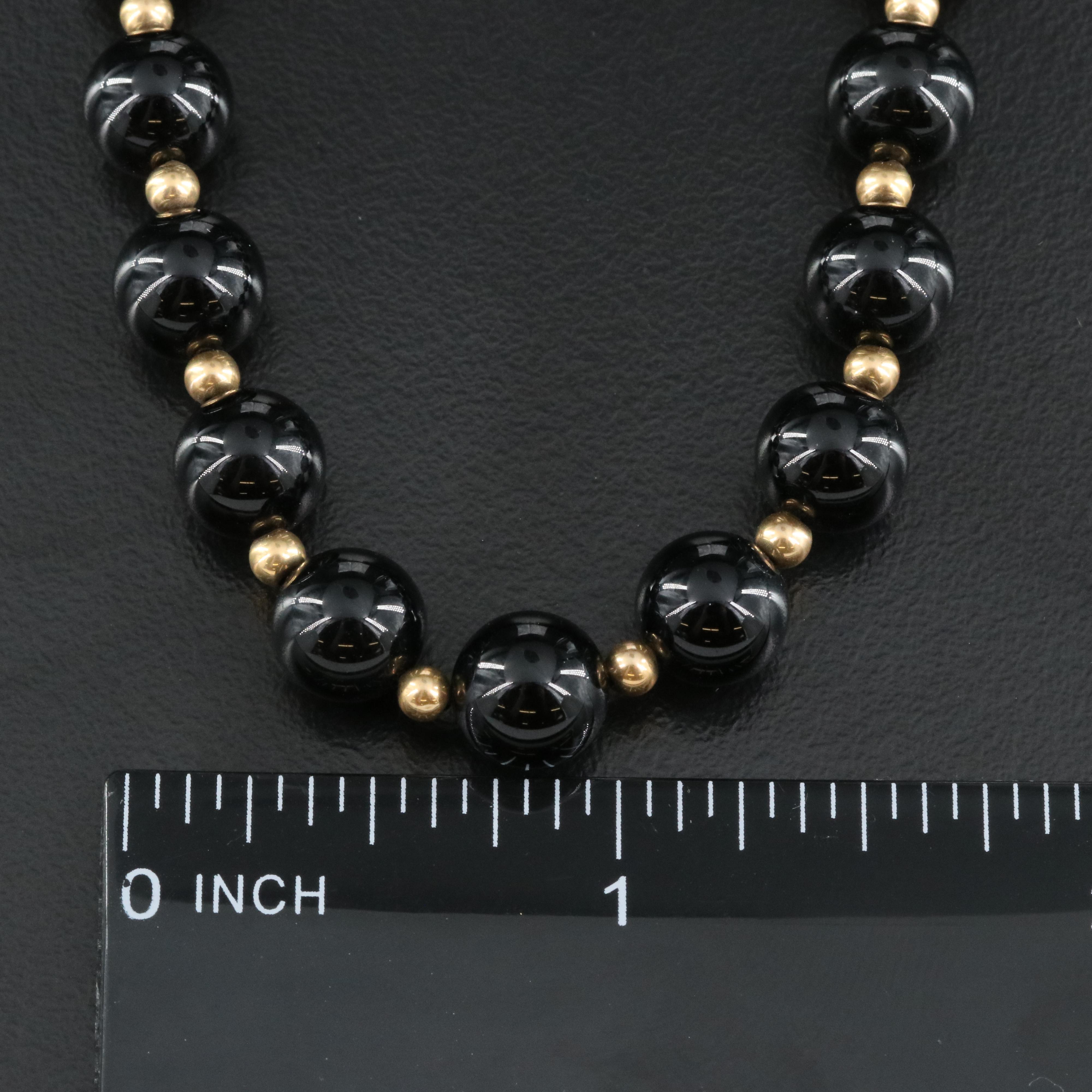14K Black Onyx Beaded Necklace