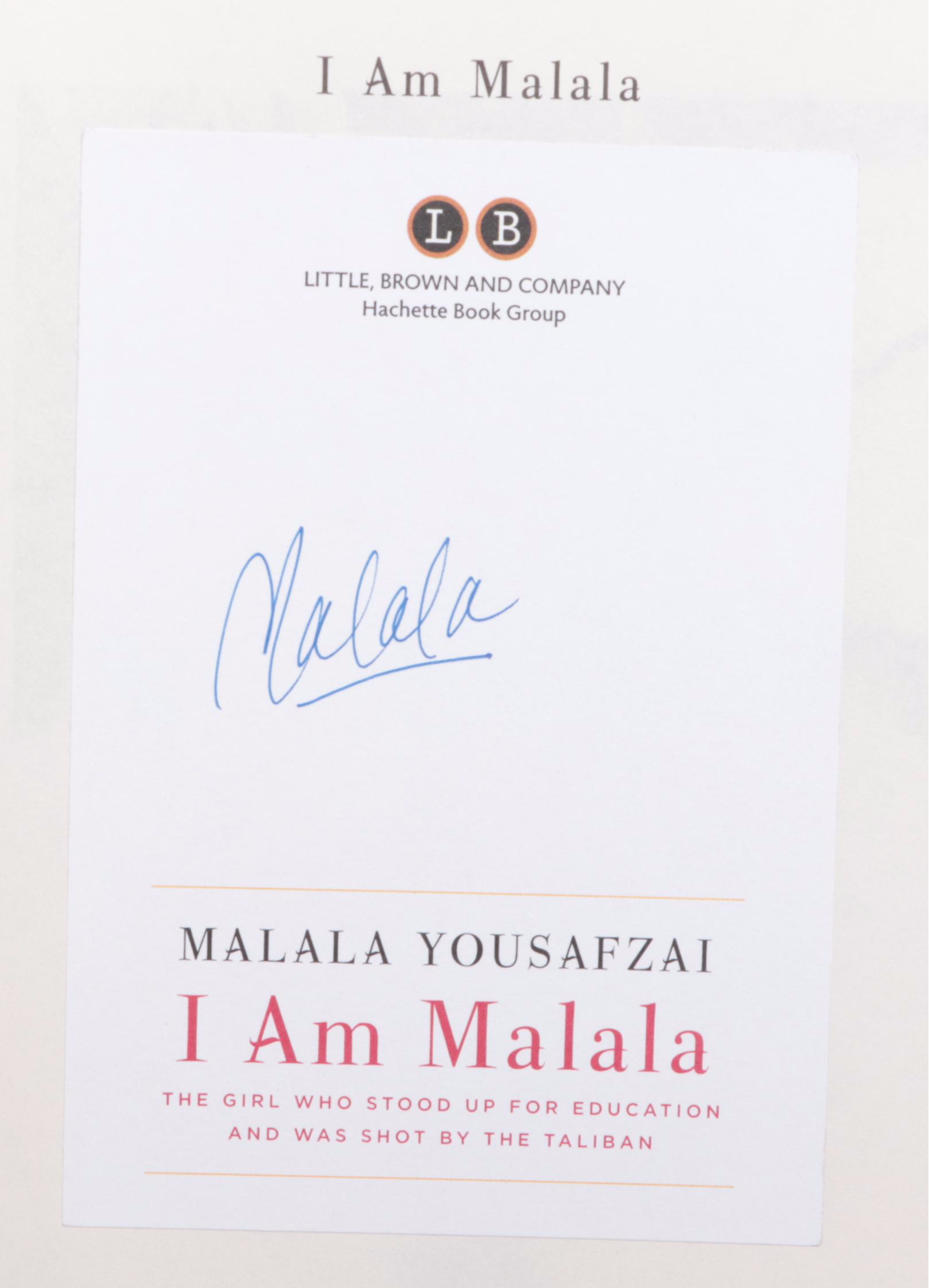 Signed First Edition "I Am Malala" by Malala Yousafzai, 2013