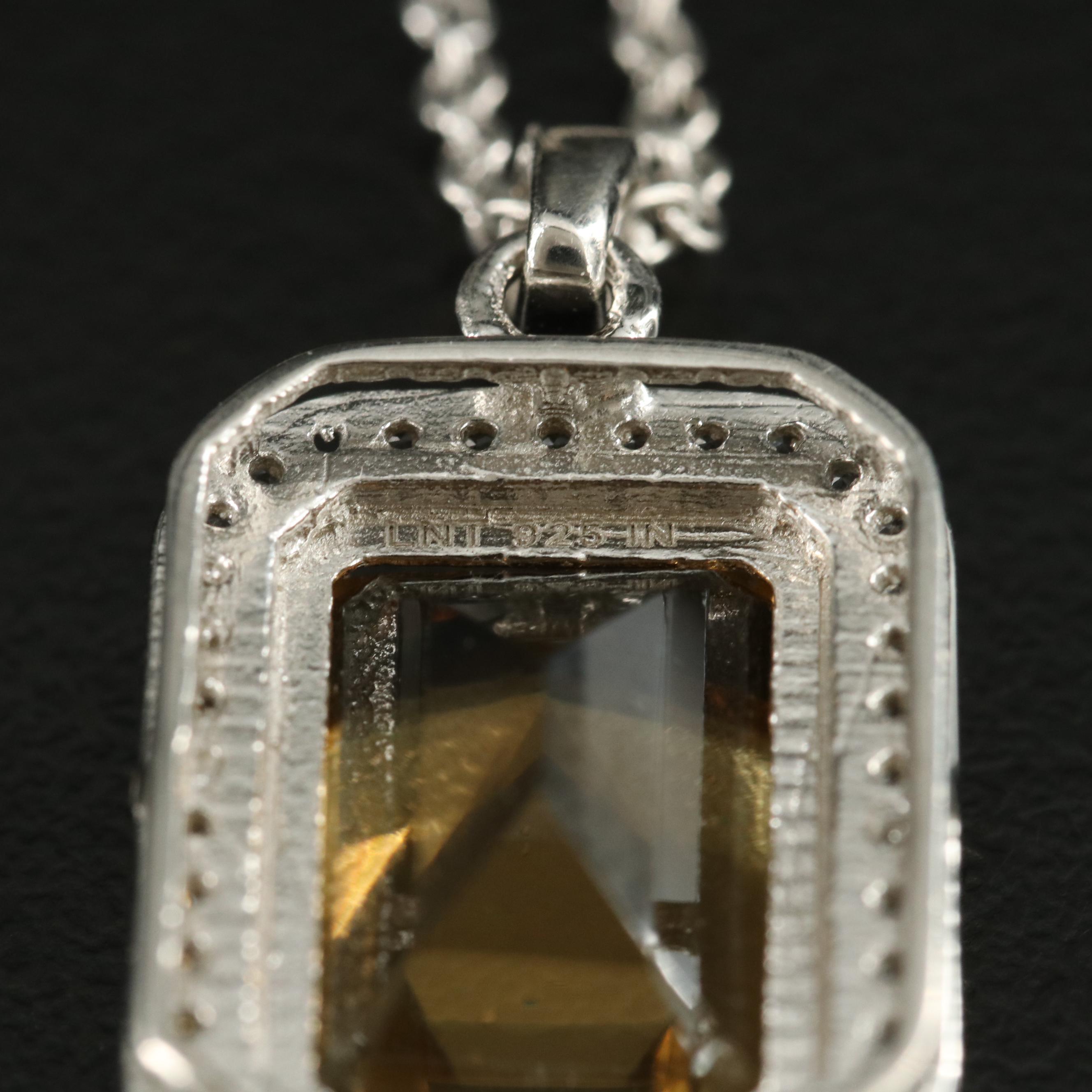 Sterling Citrine and White Topaz Pendant Necklace