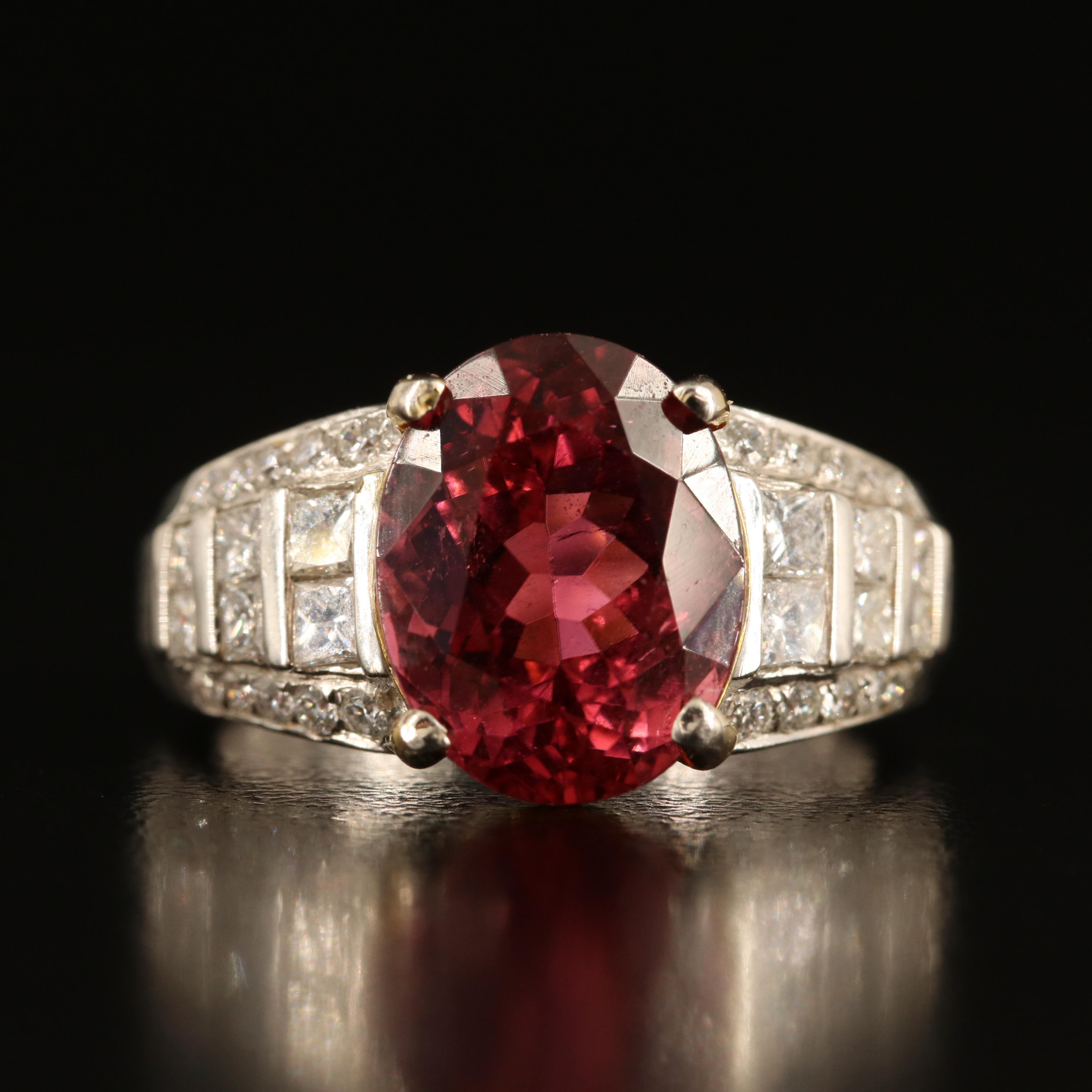 14K 5.45 CT Tourmaline and Diamond Ring