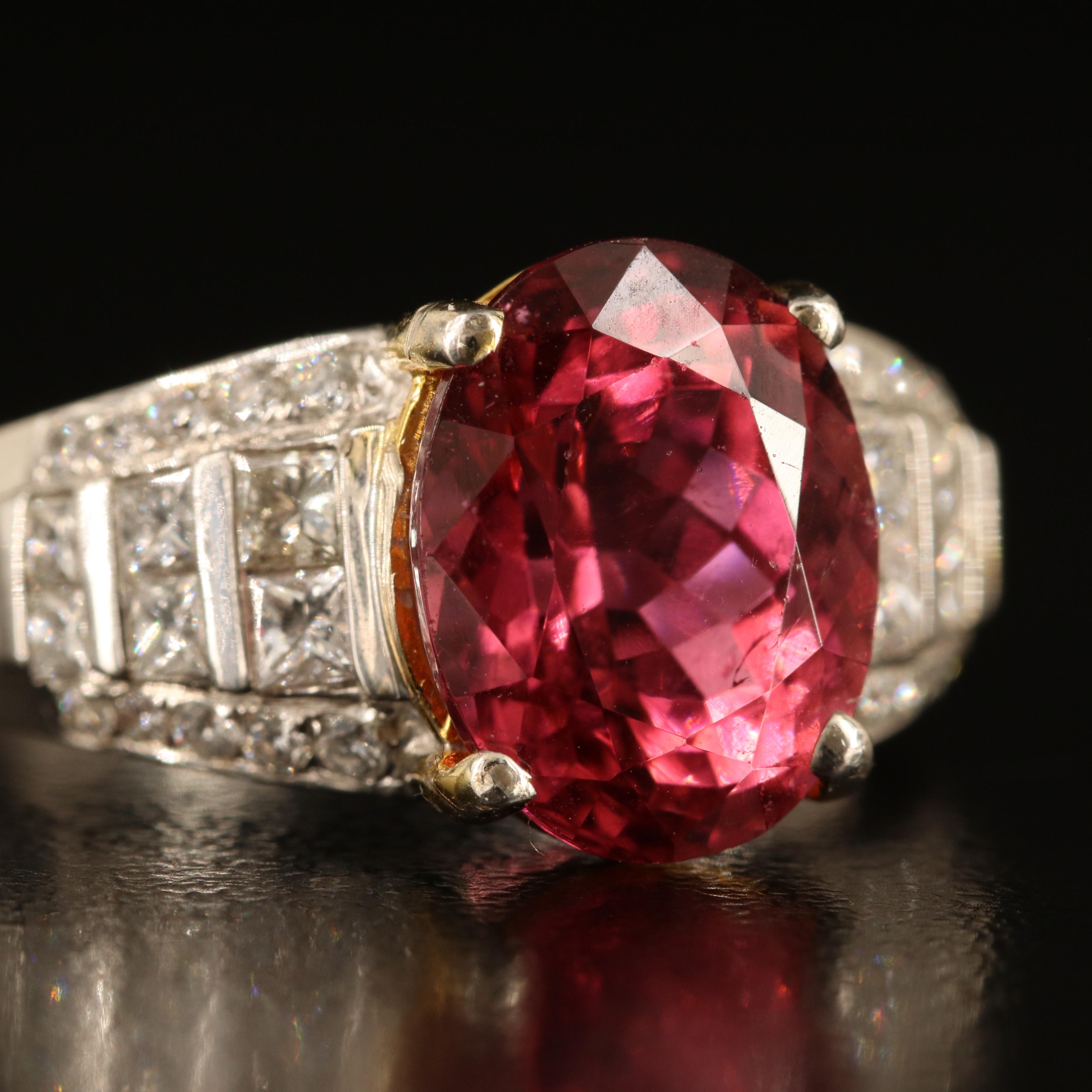 14K 5.45 CT Tourmaline and Diamond Ring