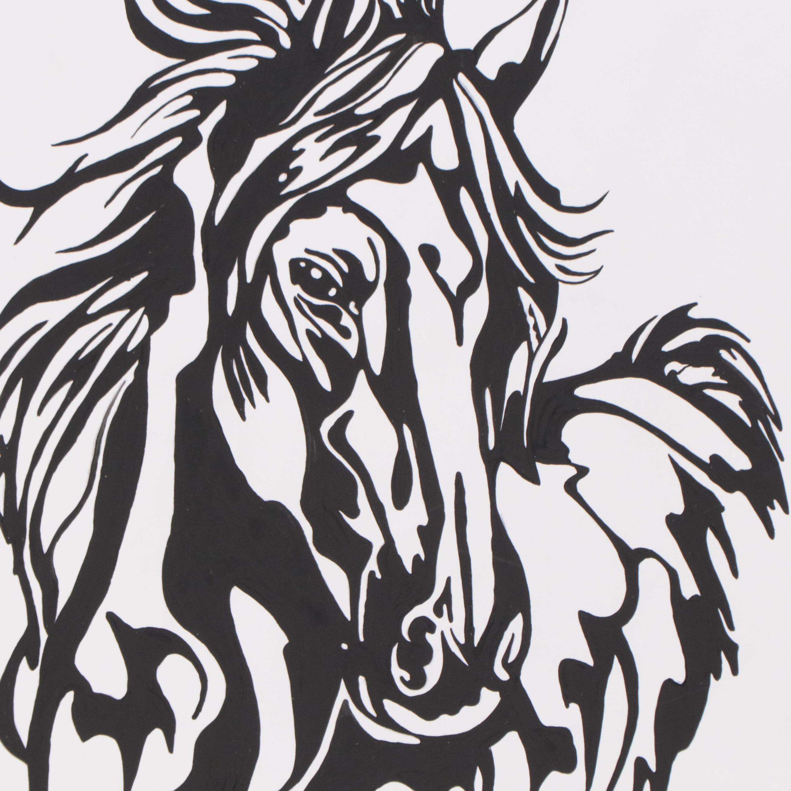 Gouache Painting of a Horse, 2021