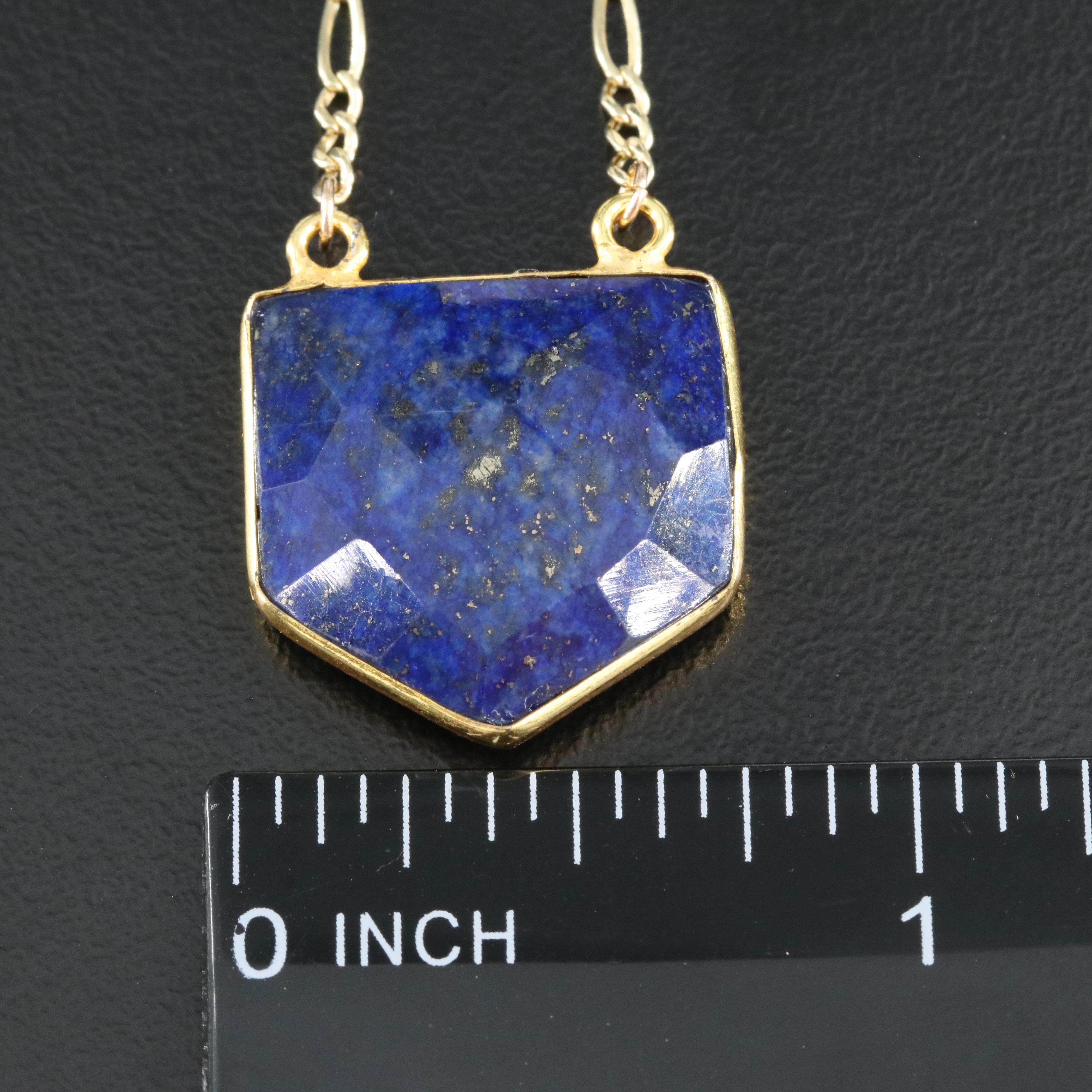 10K Lapis Lazuli Pentagonal Pendant Necklace