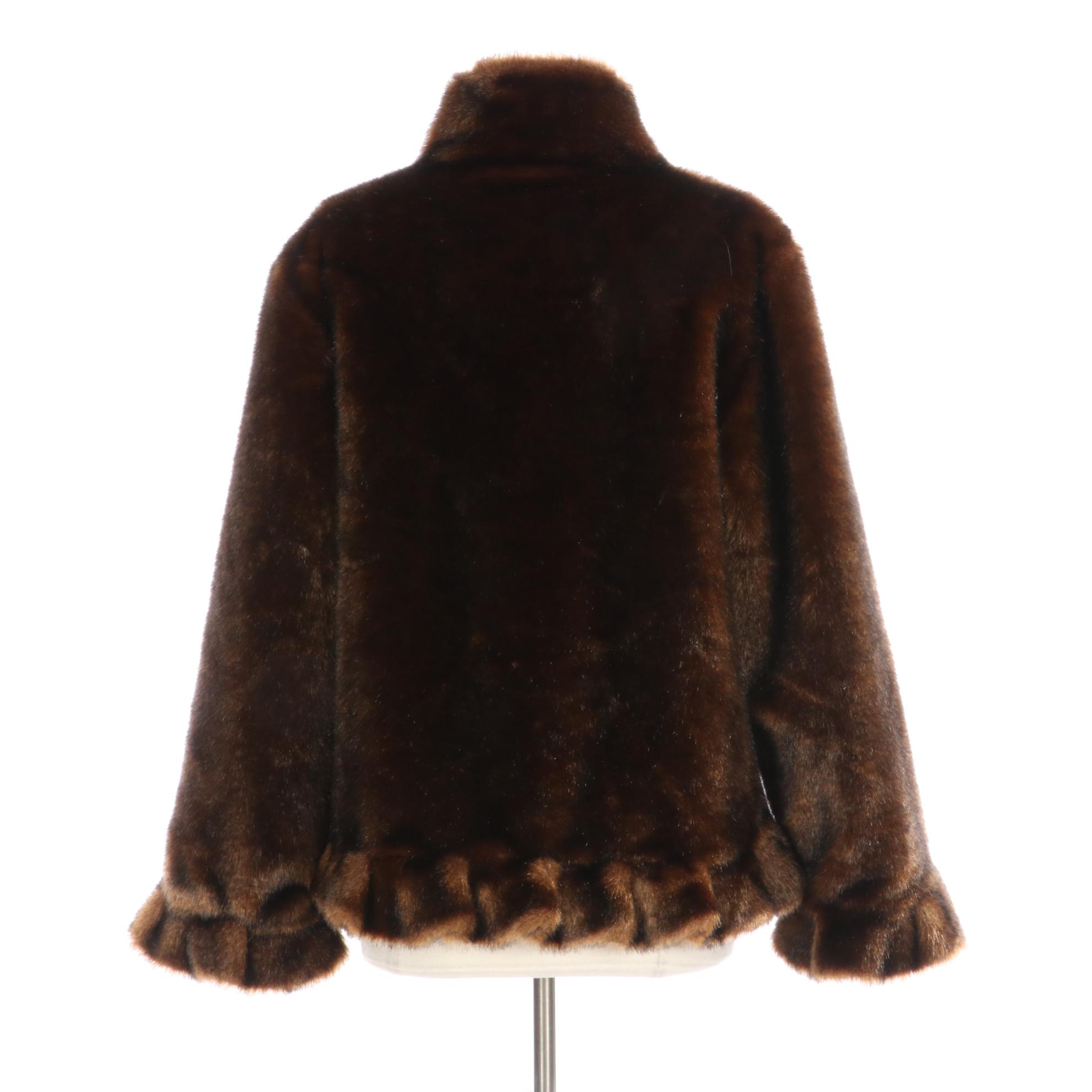 Donna Salyers' Fabulous-Furs Ruffle Edge Jacket in Faux Fur/Acrylic Pile