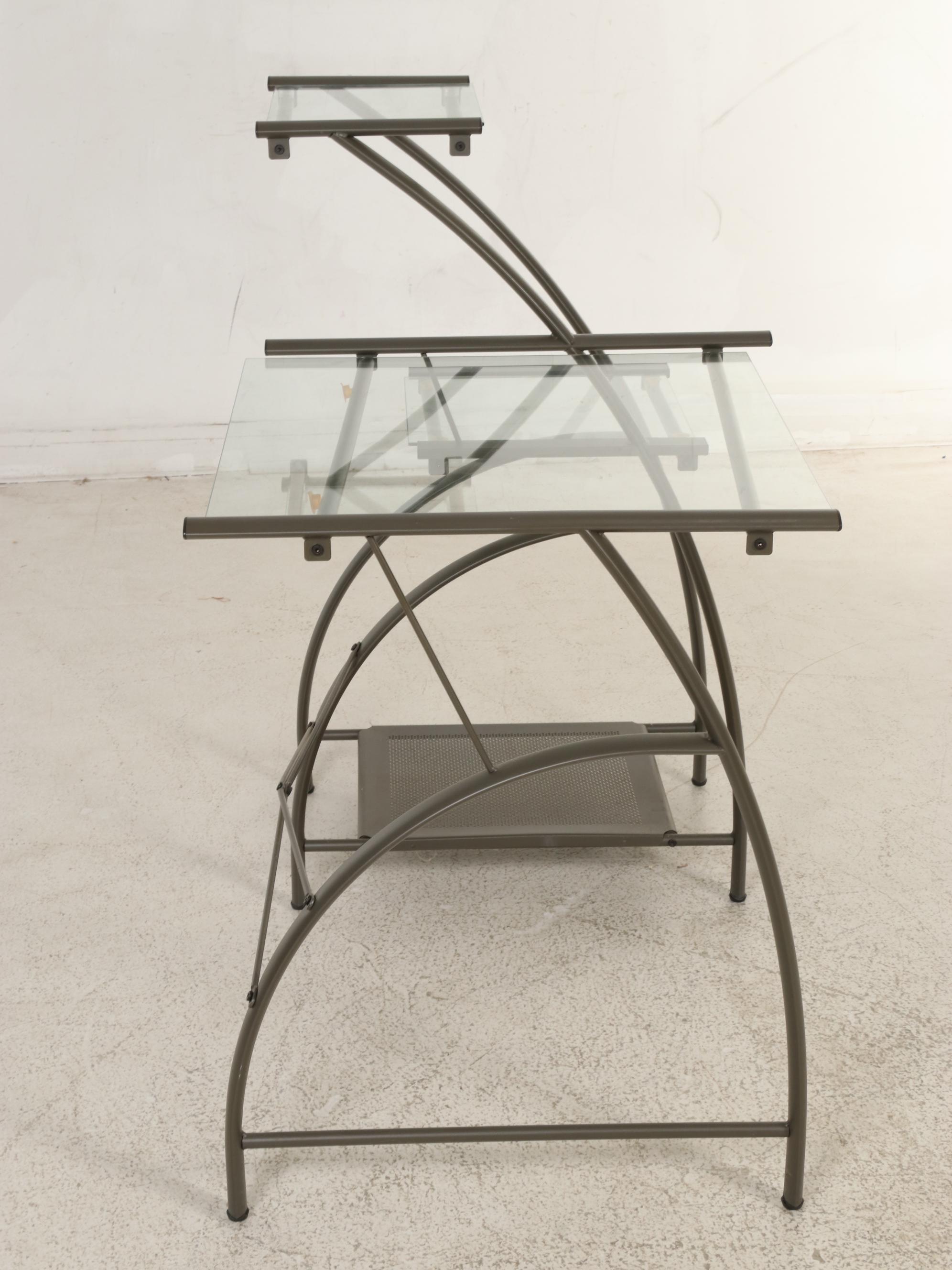 Modernist Style Tubular Metal and Glass Desk