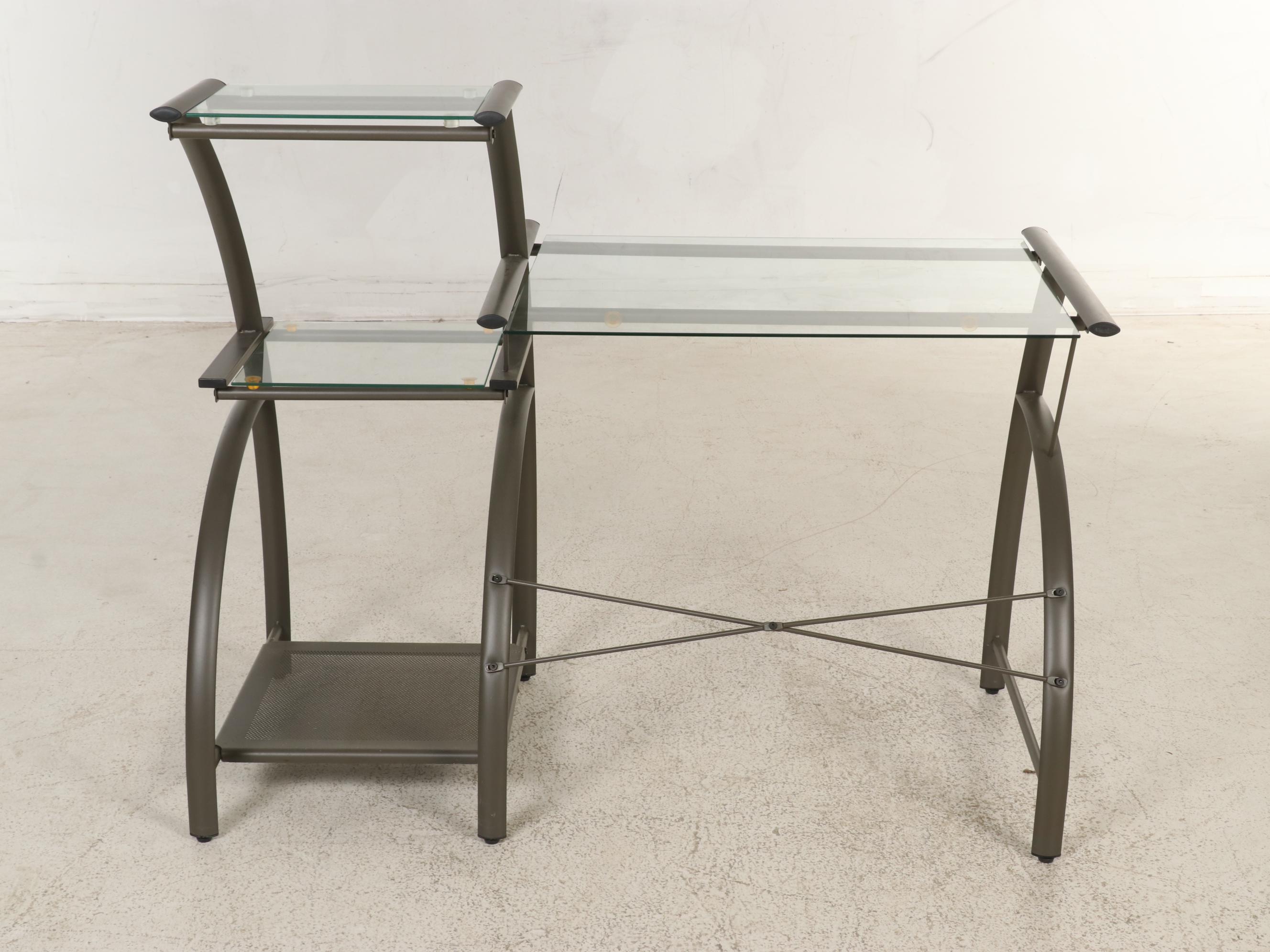 Modernist Style Tubular Metal and Glass Desk
