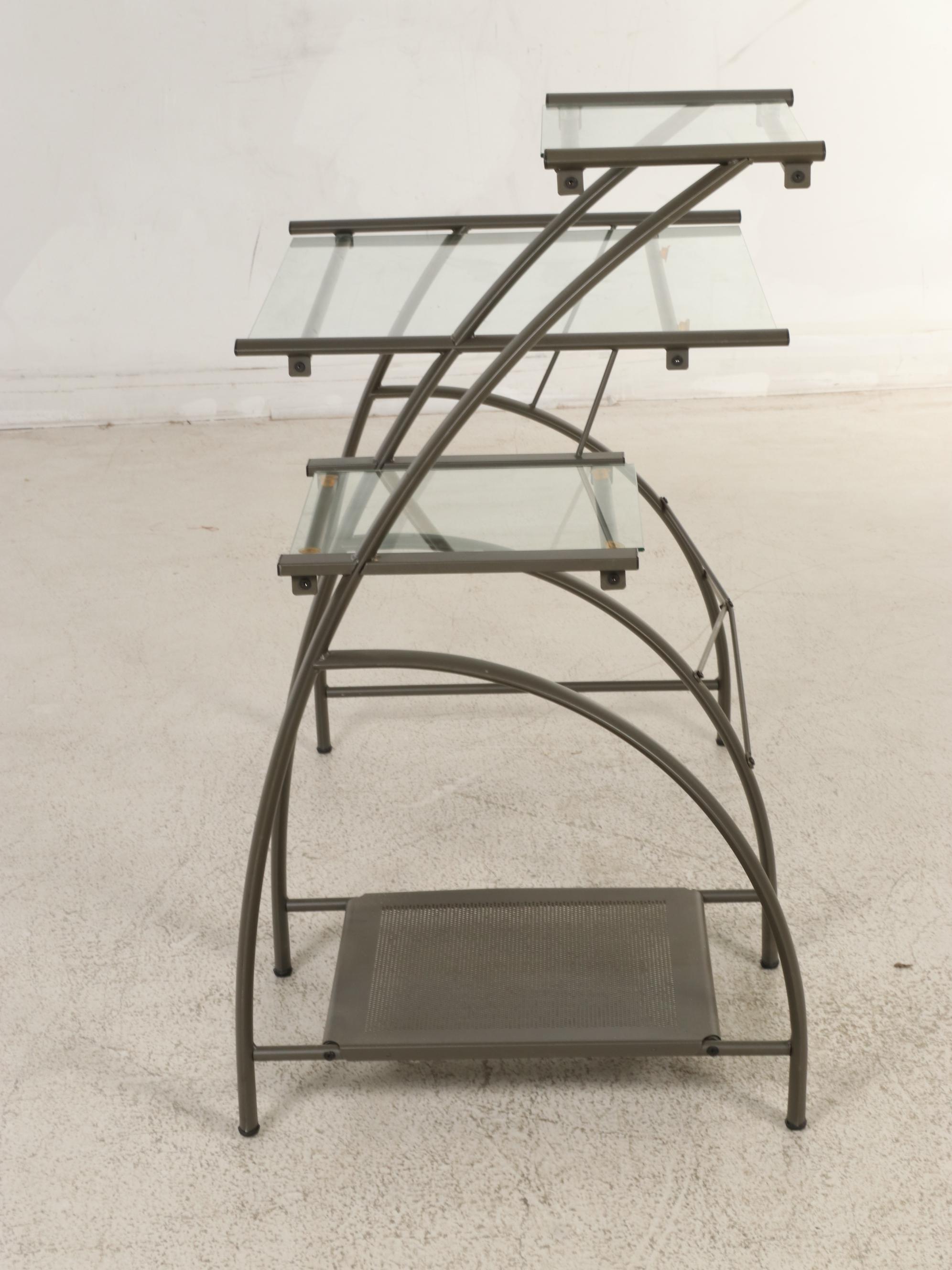 Modernist Style Tubular Metal and Glass Desk