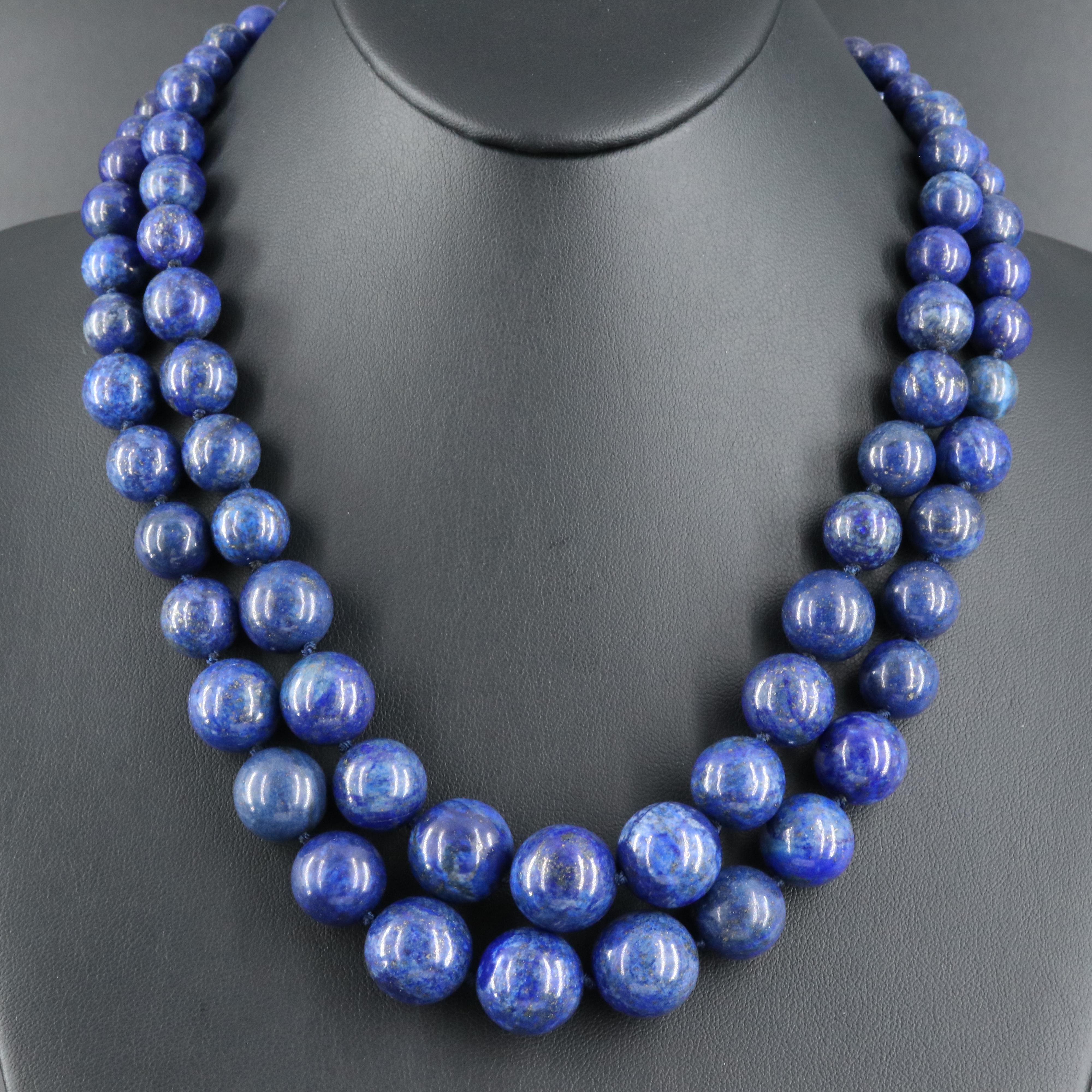 Lapis Lazuli Graduated Necklace with 14K Clasp