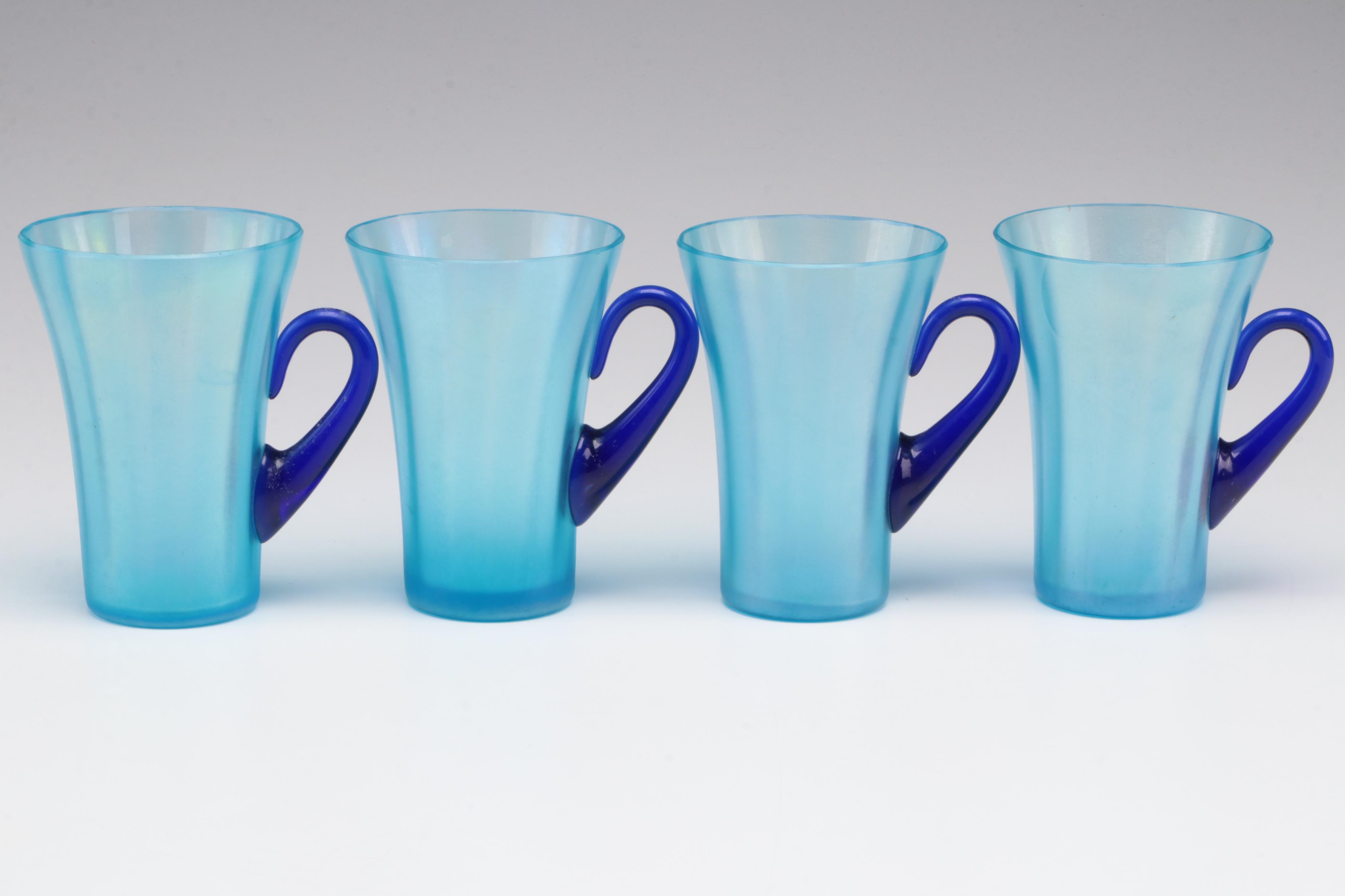 Fenton Rib Optic Blue Lemonade Set, Early to Mid 20th Century