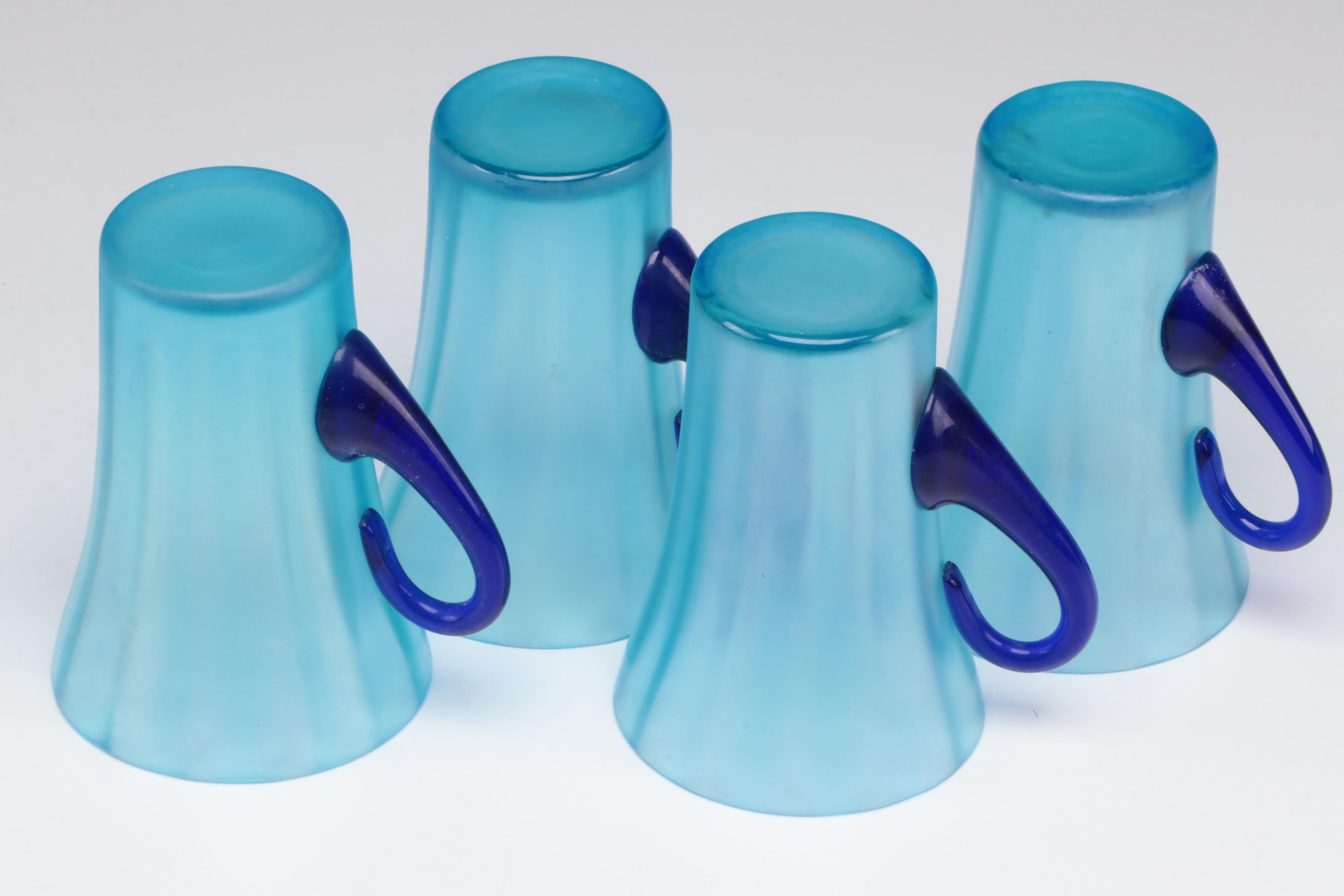 Fenton Rib Optic Blue Lemonade Set, Early to Mid 20th Century
