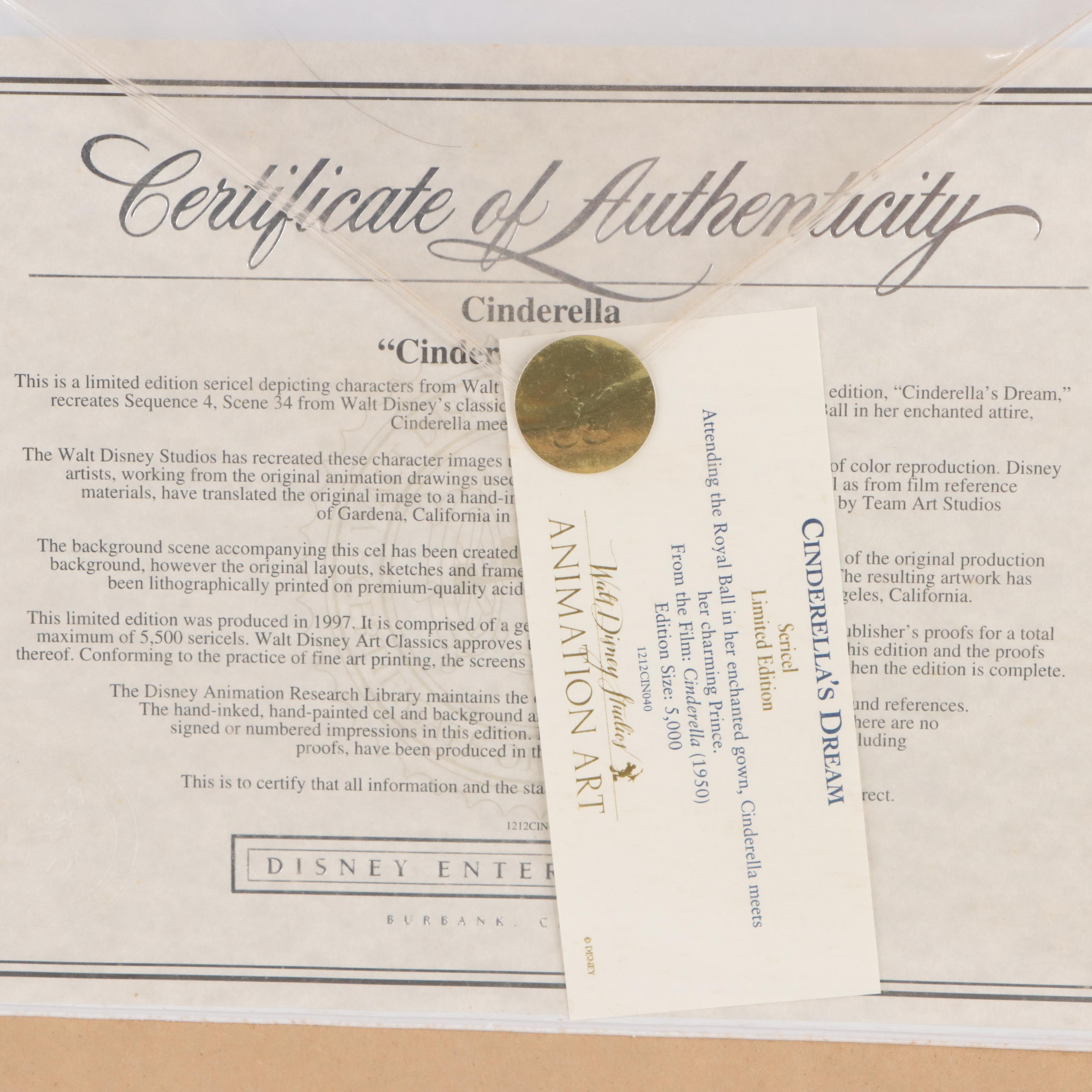 Disney Sericel Signed by Character Voice Artist "Cinderella's Dream," 1997