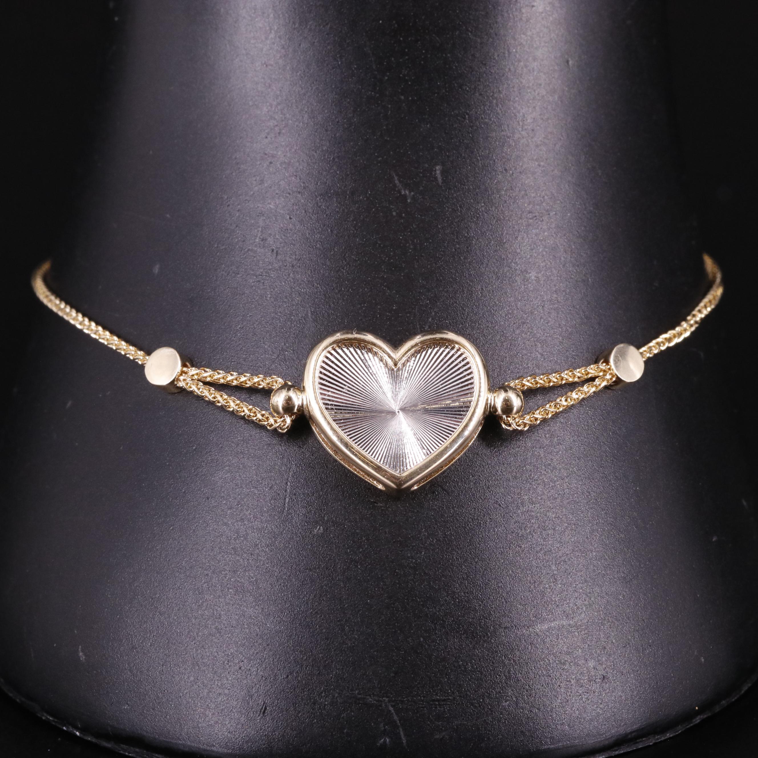 14K Woven Chain Heart Bracelet